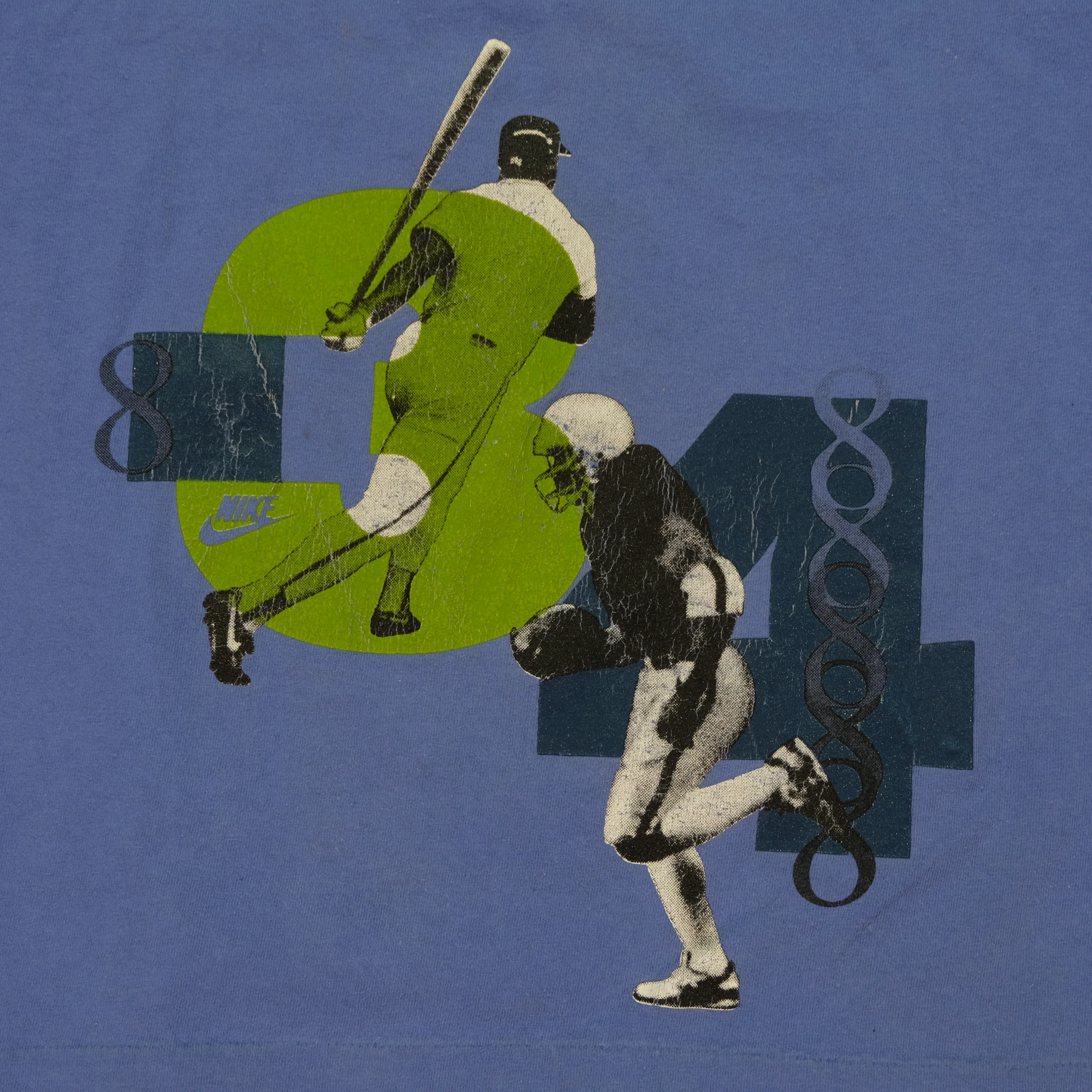 Vintage NIKE Bo Jackson Football Baseball Spell Out Swoosh T Shirt 80s 90s Blue XL - Image 3