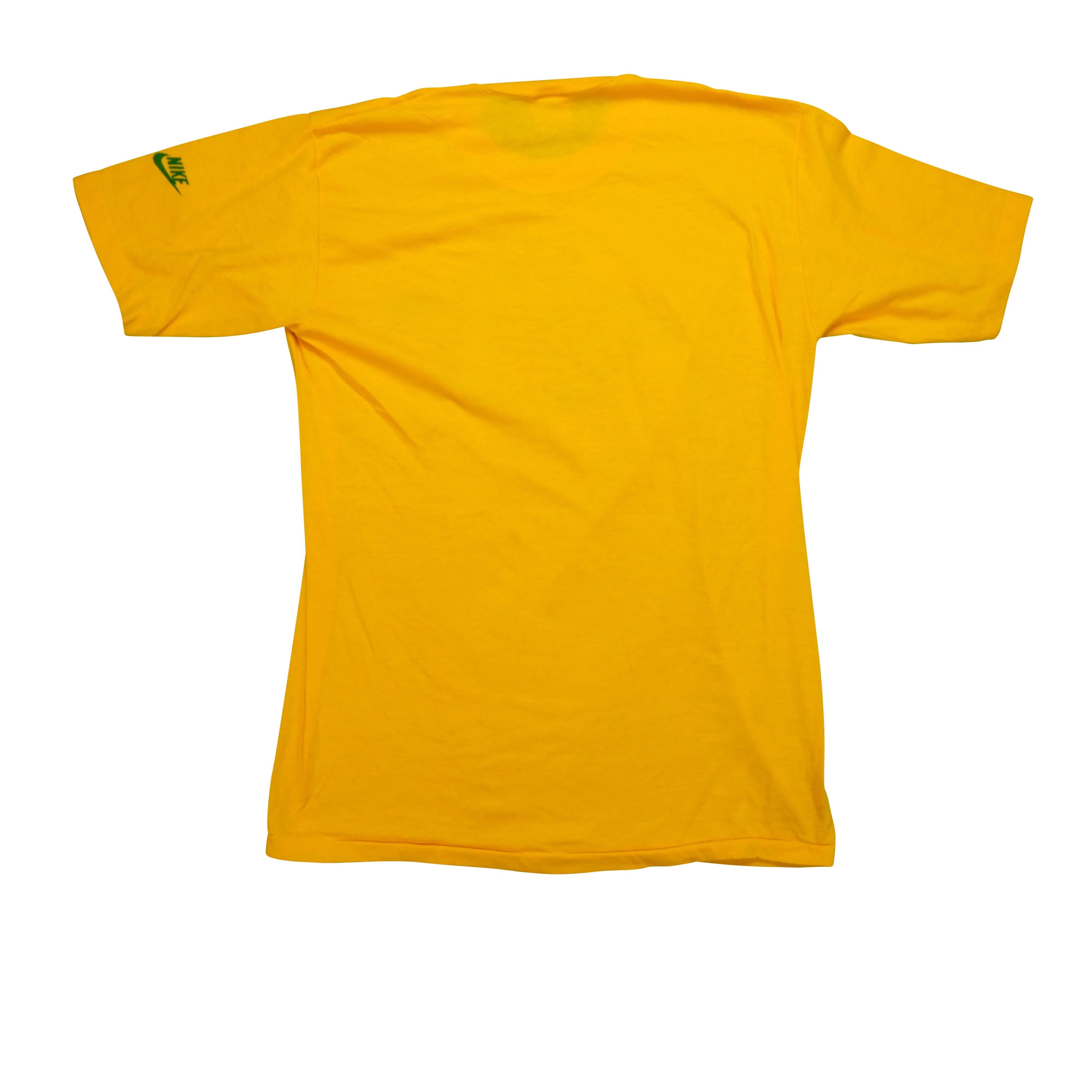 Vintage NIKE Butte To Butte Eugene Oregon Run Spell Out Swoosh 1982 T Shirt 80s Yellow L - Image 2