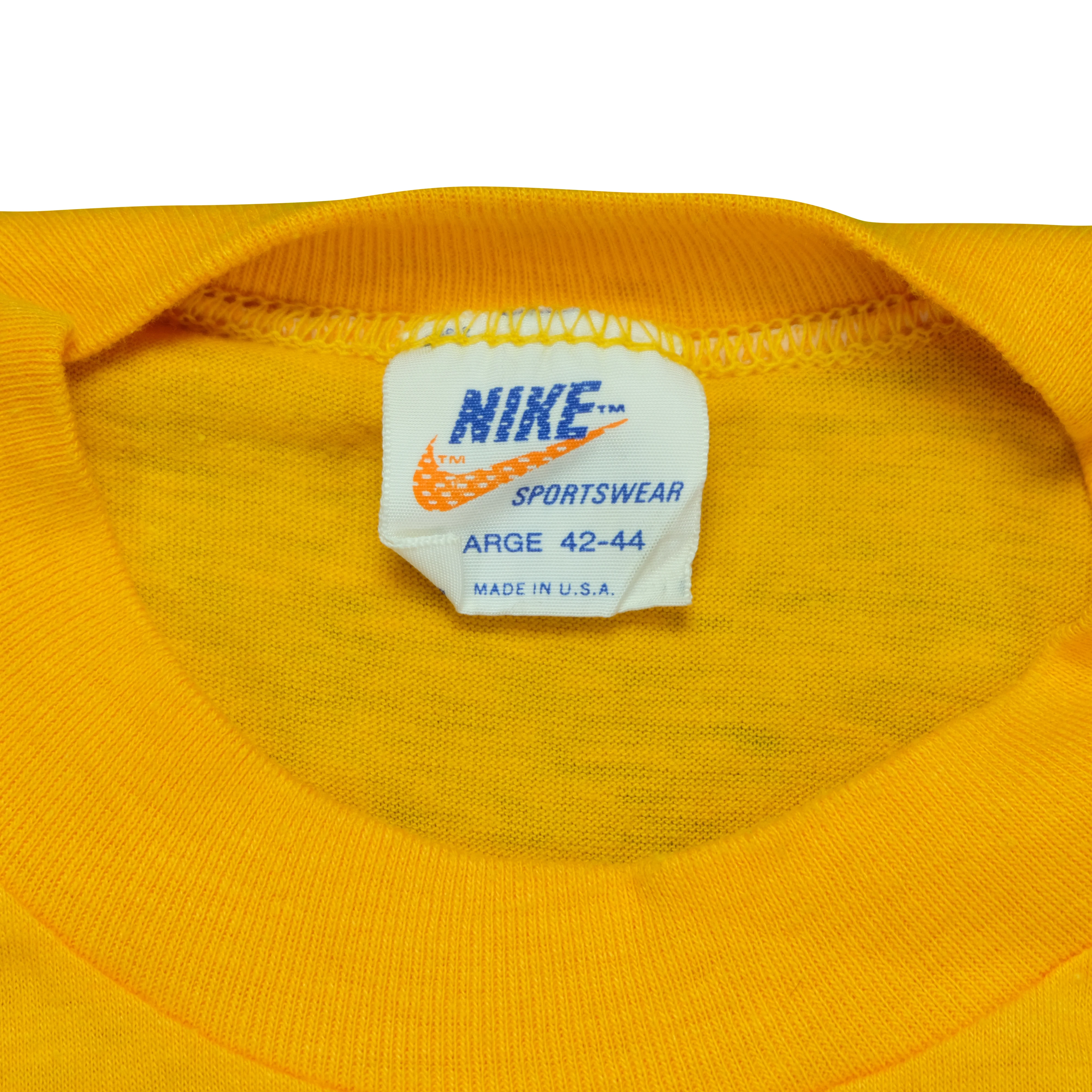 Vintage NIKE Butte To Butte Eugene Oregon Run Spell Out Swoosh 1982 T Shirt 80s Yellow L - Image 4