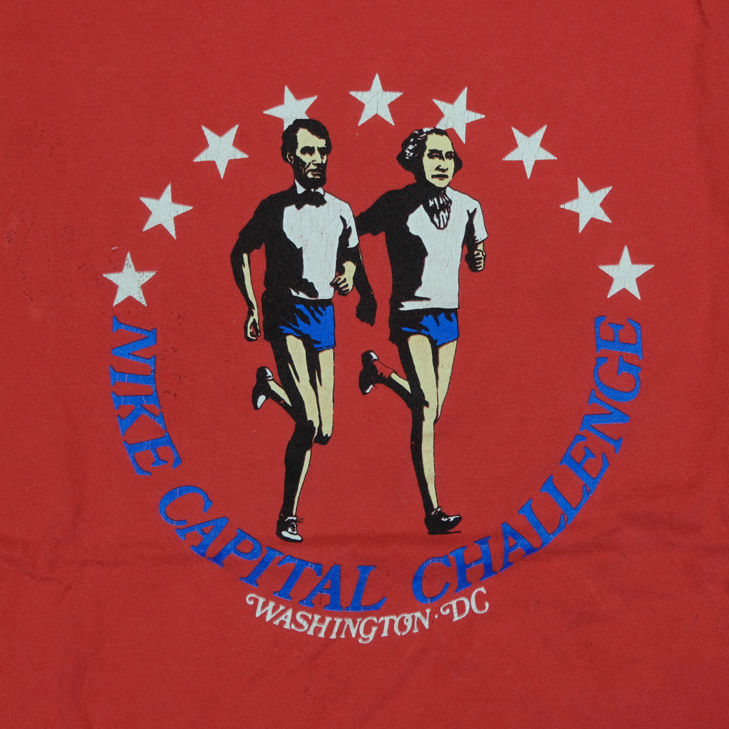 Vintage NIKE Capital Challenge Run Spell Out Swoosh T Shirt 80s 90s Red M - Image 3