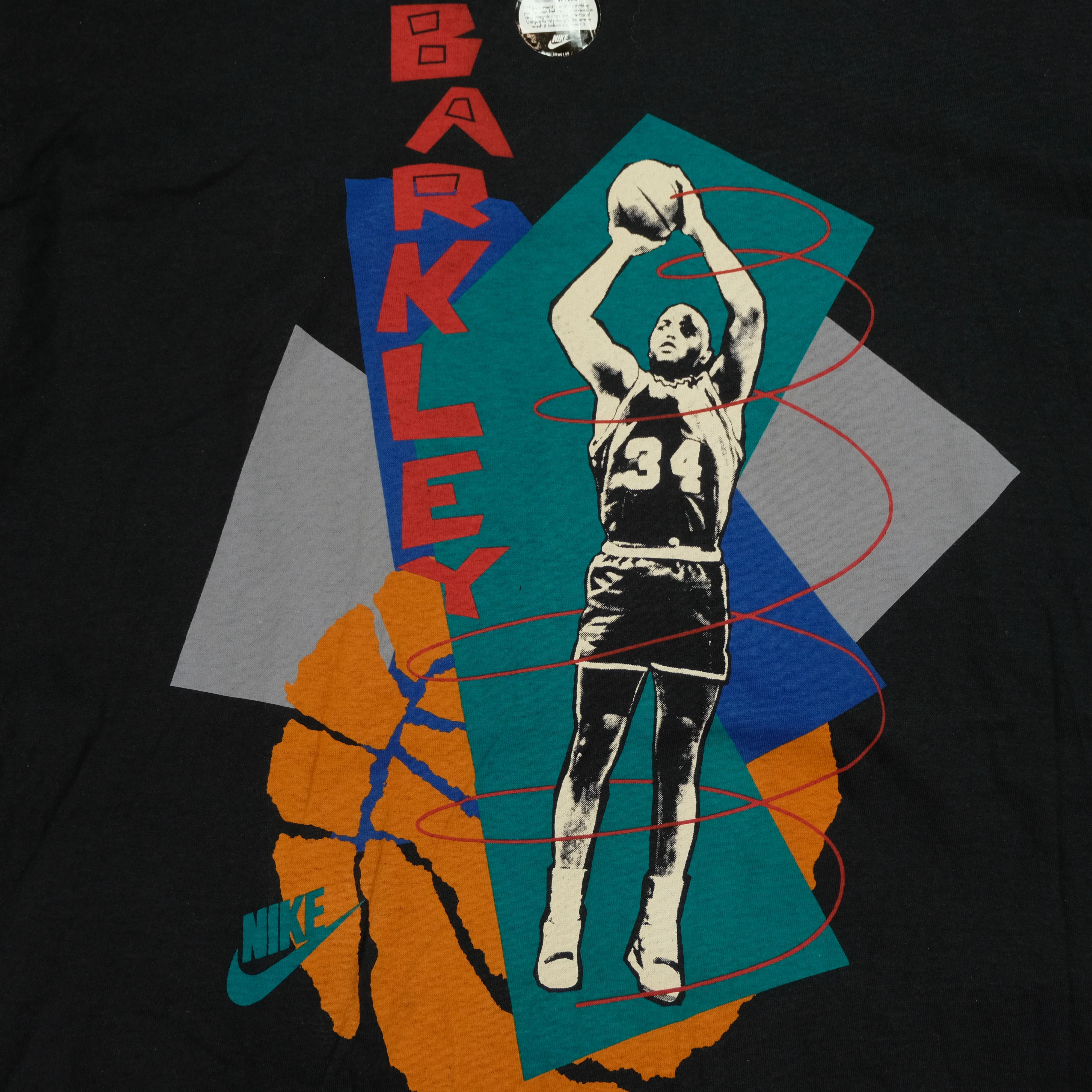 Vintage NIKE Charles Barkley Spell Out Swoosh T Shirt 90s Black NWT XL - Image 3