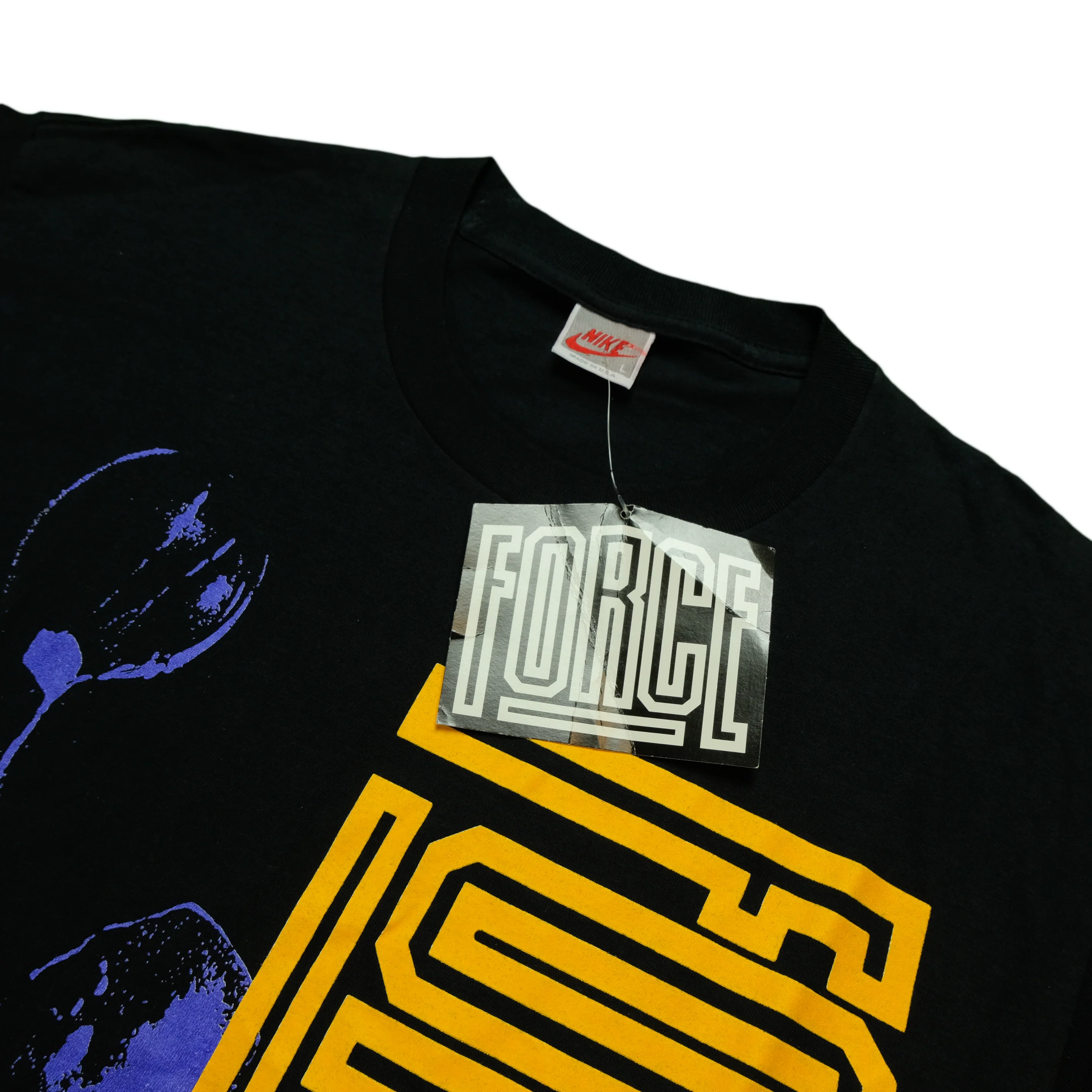 Vintage NIKE Force Basketball Spell Out T Shirt 80s 90s NWT Black L - Image 5