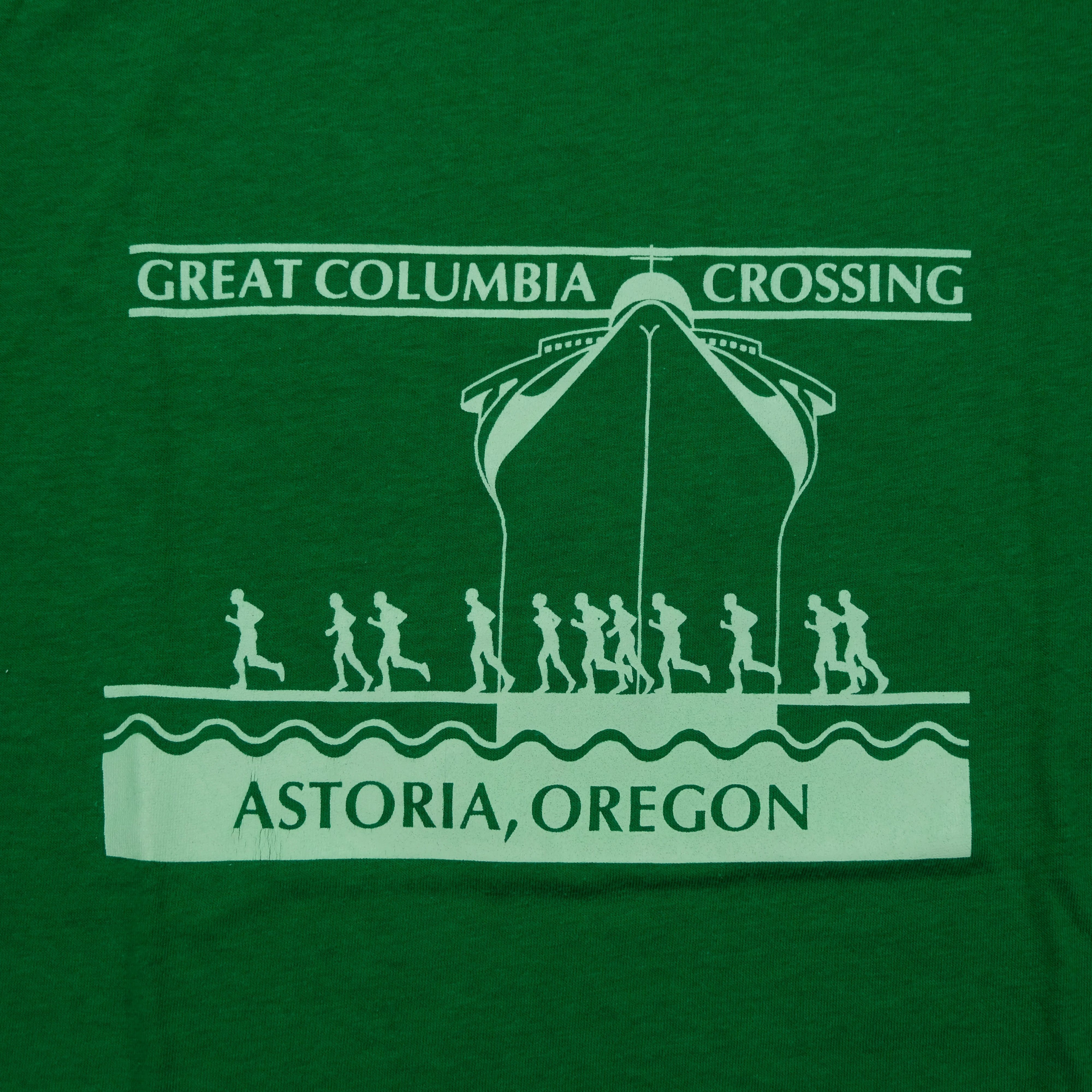 Vintage NIKE Great Columbia Crossing Memorial Hospital Spell Out Swoosh T Shirt 80s Green M - Image 4