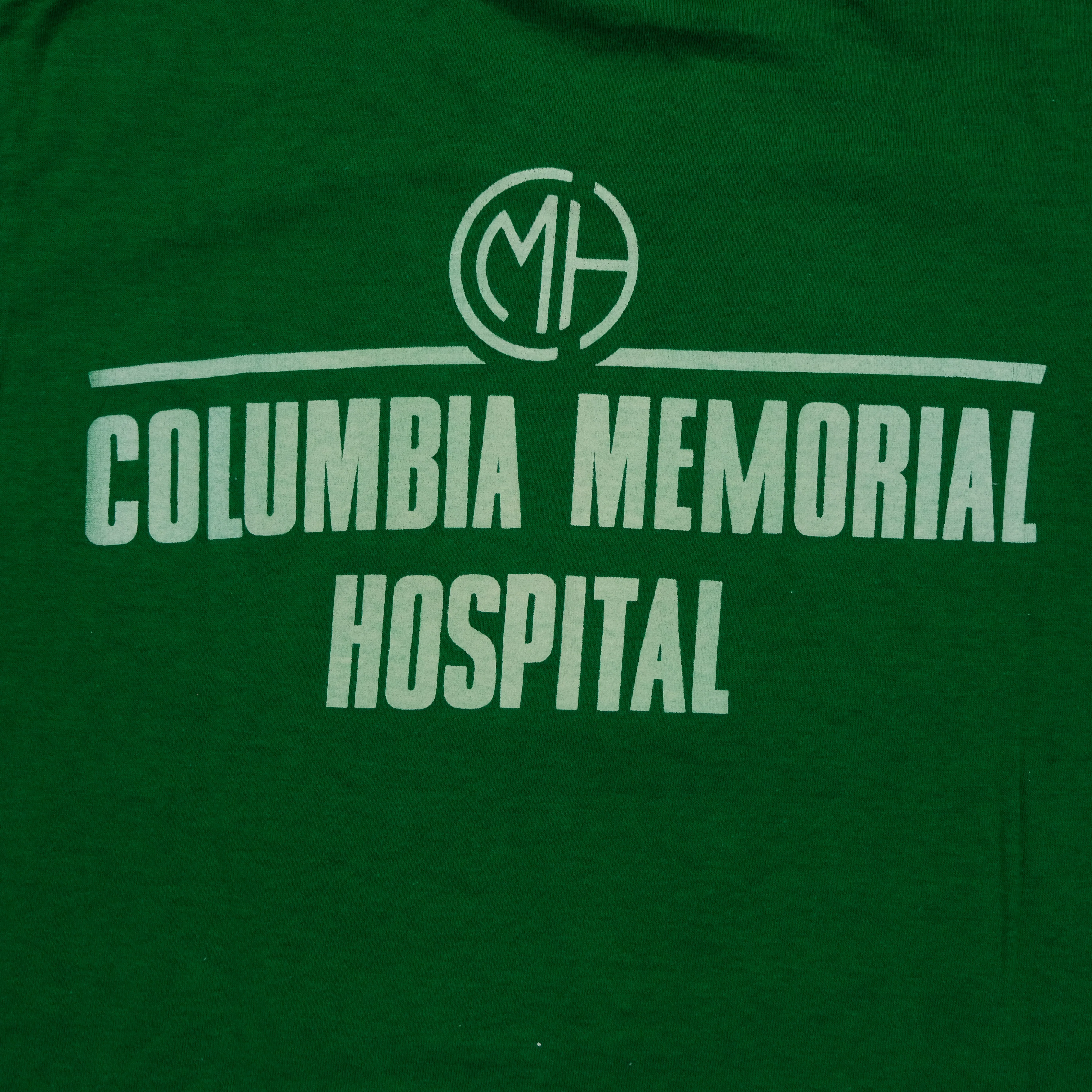Vintage NIKE Great Columbia Crossing Memorial Hospital Spell Out Swoosh T Shirt 80s Green M - Image 7