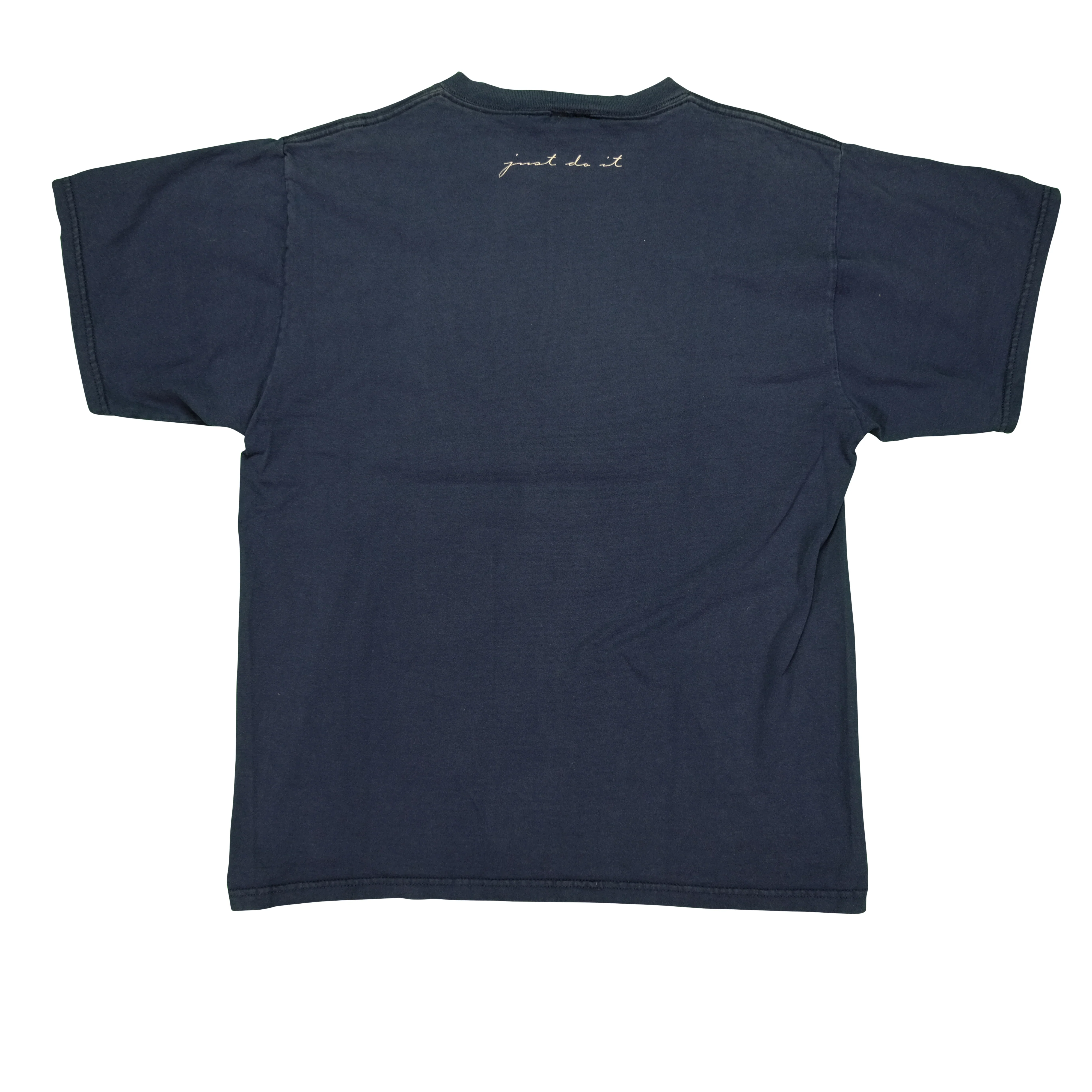 Vintage NIKE Just Do It Swoosh Running Silhouettes T Shirt 90s Navy Blue M - Image 2