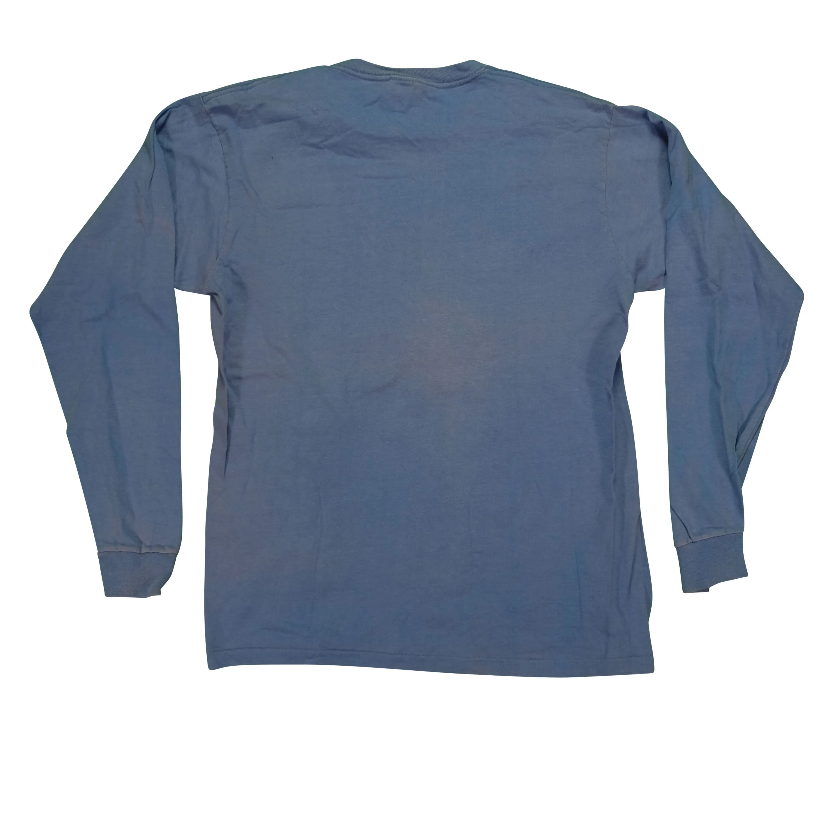 Vintage NIKE Spell Out Swoosh Long Sleeve T Shirt 80s Blue L - Image 2