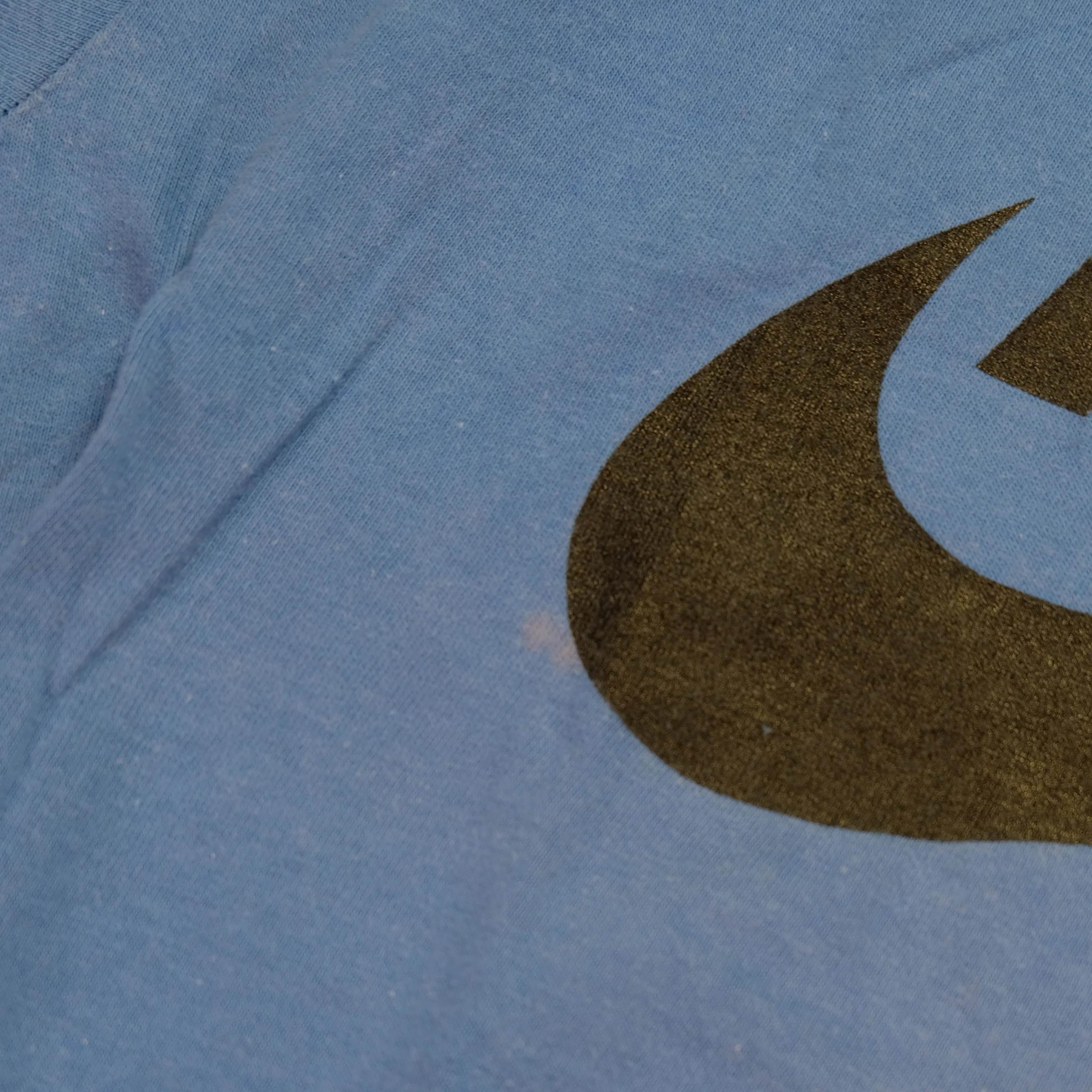 Vintage NIKE Spell Out Swoosh Long Sleeve T Shirt 80s Blue L - Image 6
