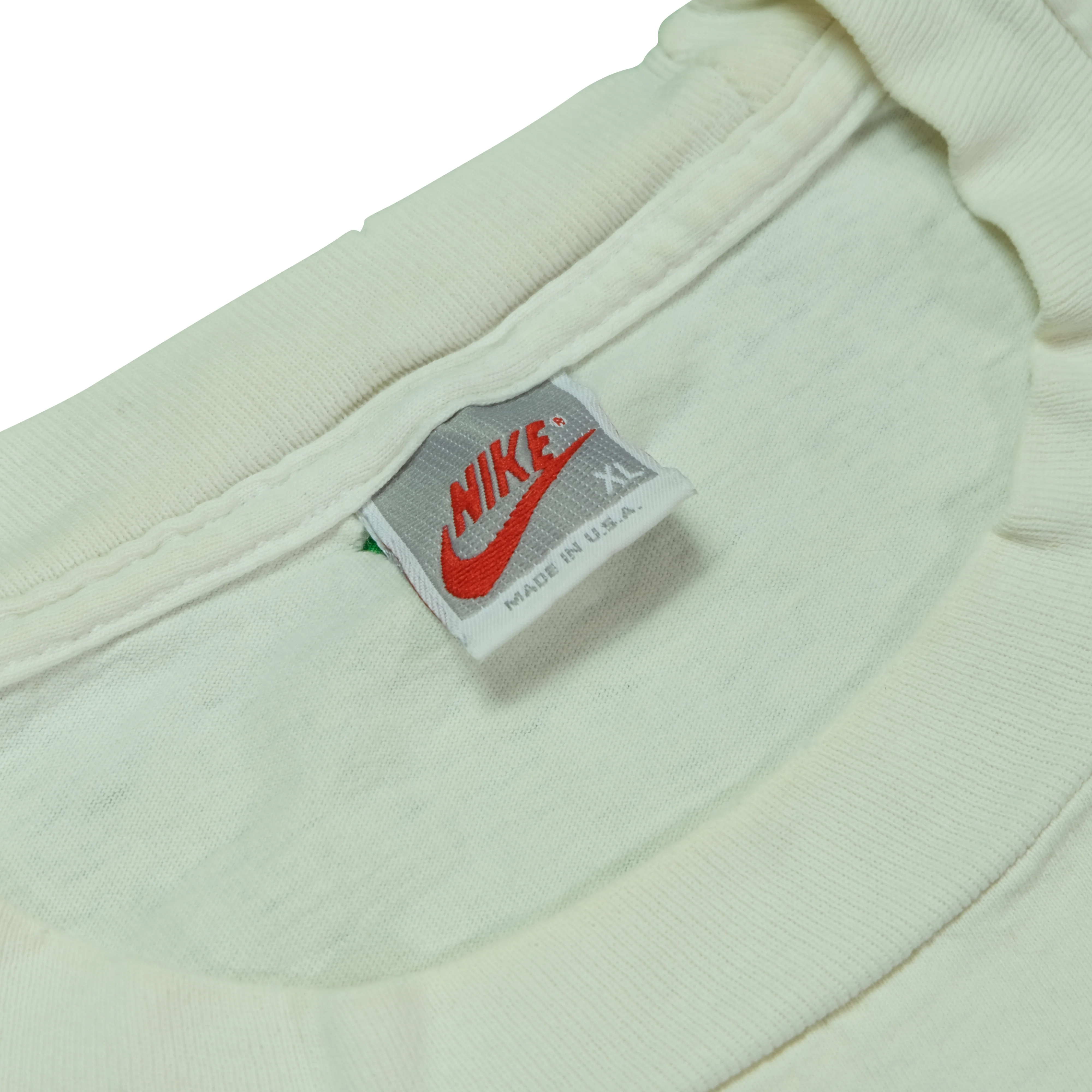 Vintage NIKE Town My Shoes Have Unlimited Mileage Reuse-A-Shoe Program Spell Out Swoosh T Shirt 80s 90s White XL - Image 5
