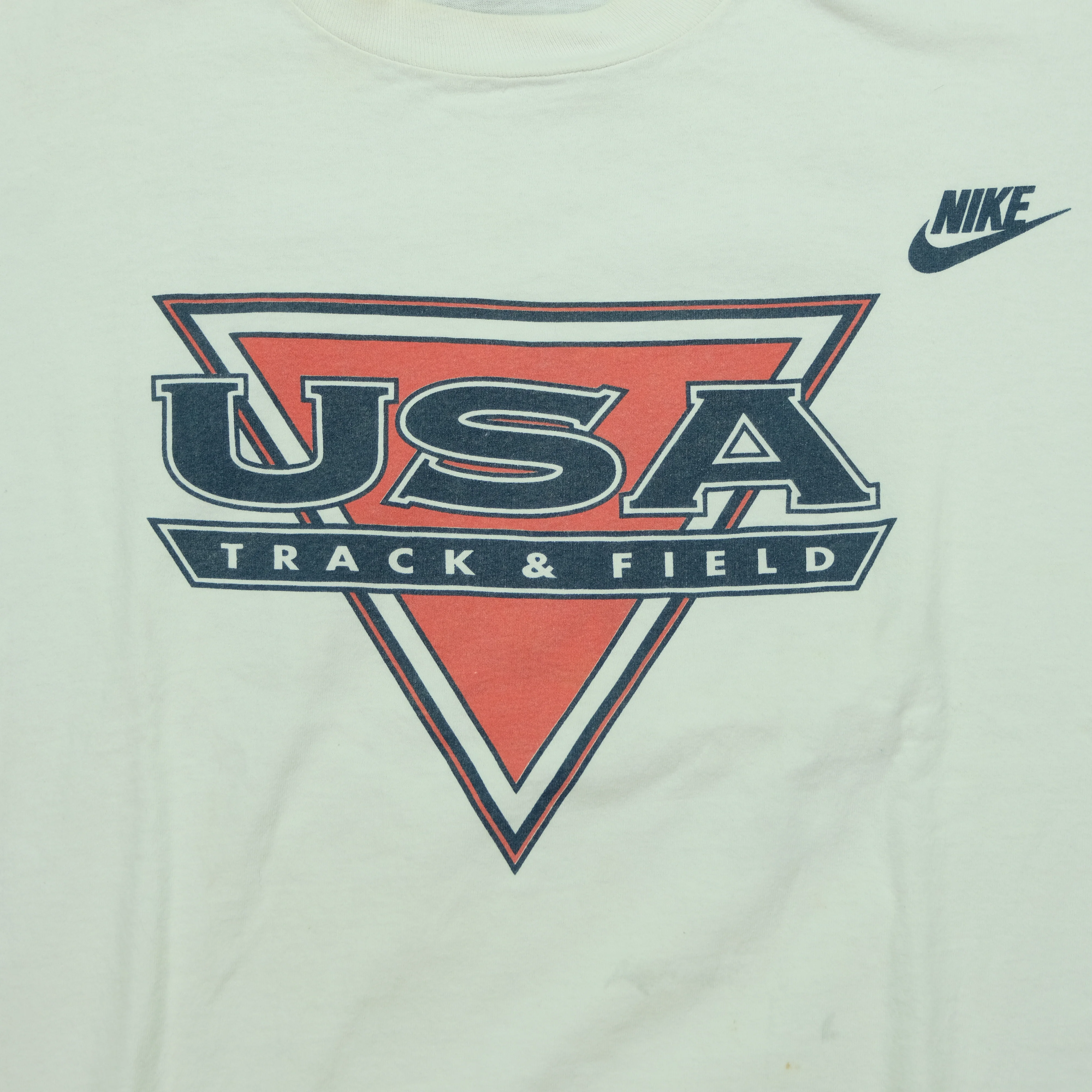 Vintage NIKE USA Track & Field Quincy Watts Spell Out Swoosh T Shirt 80s 90s White XL - Image 3