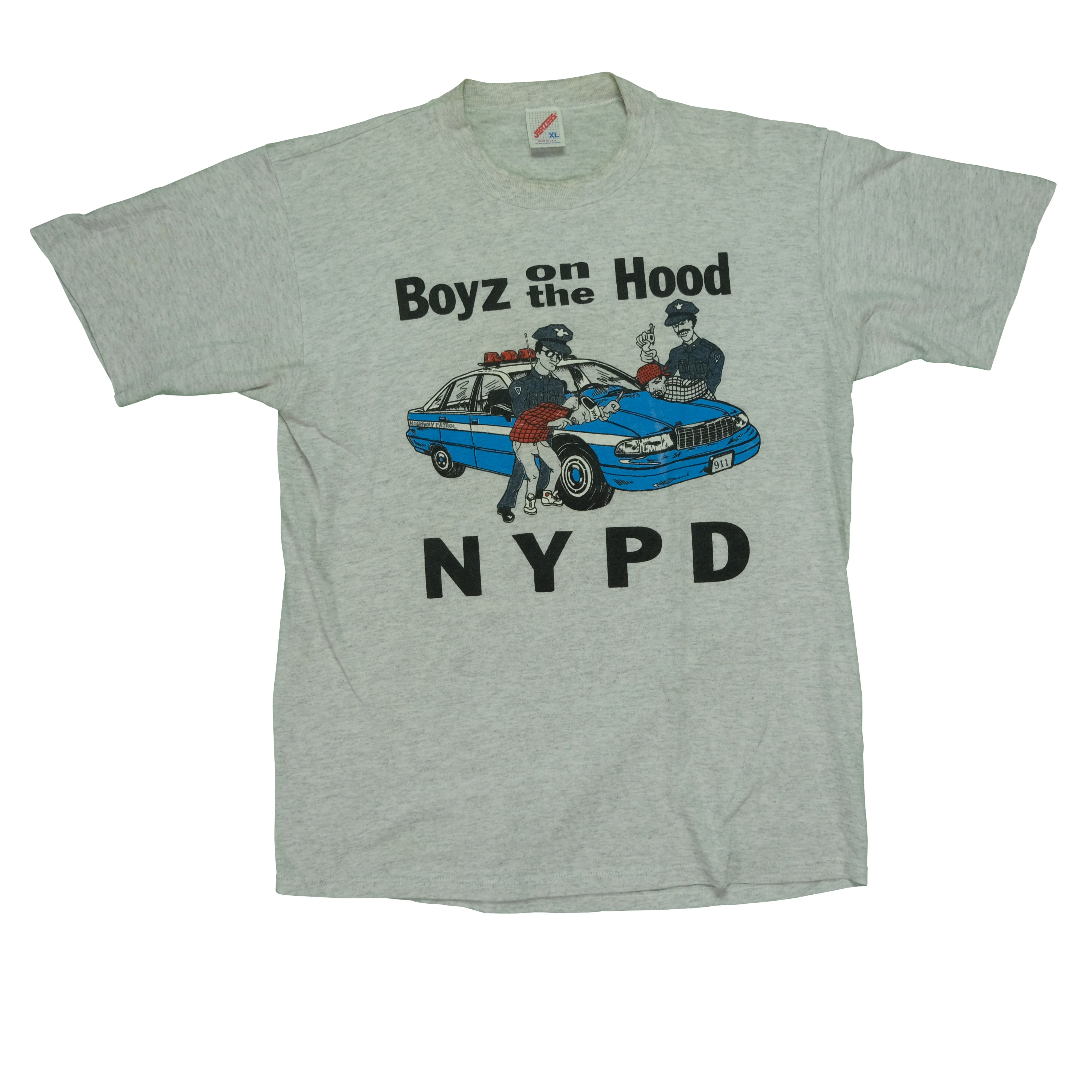 Vintage NYPD Police Boys on The Hood T Shirt 90s Gray XL
