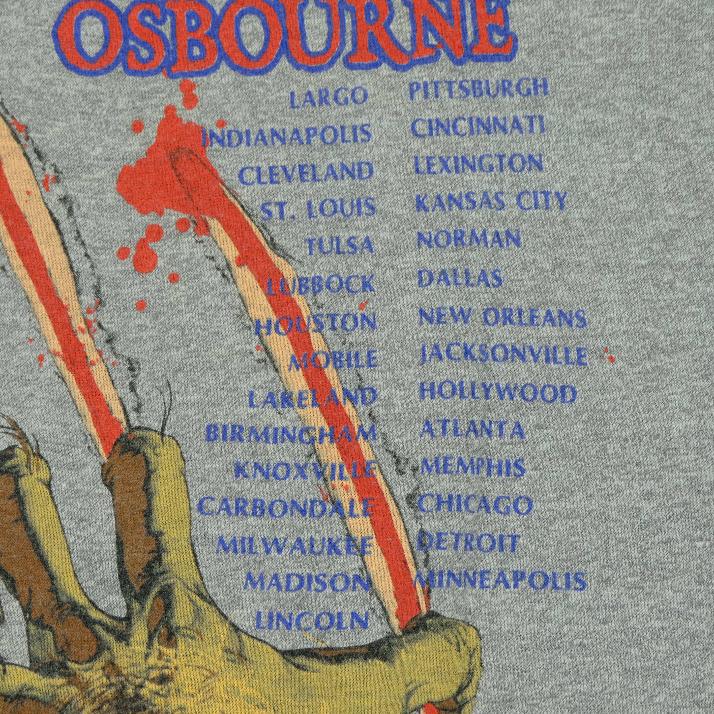 Vintage Ozzy Osbourne Bark at the Moon 1984 Tour Raglan T Shirt 80s Gray Blue - Image 6