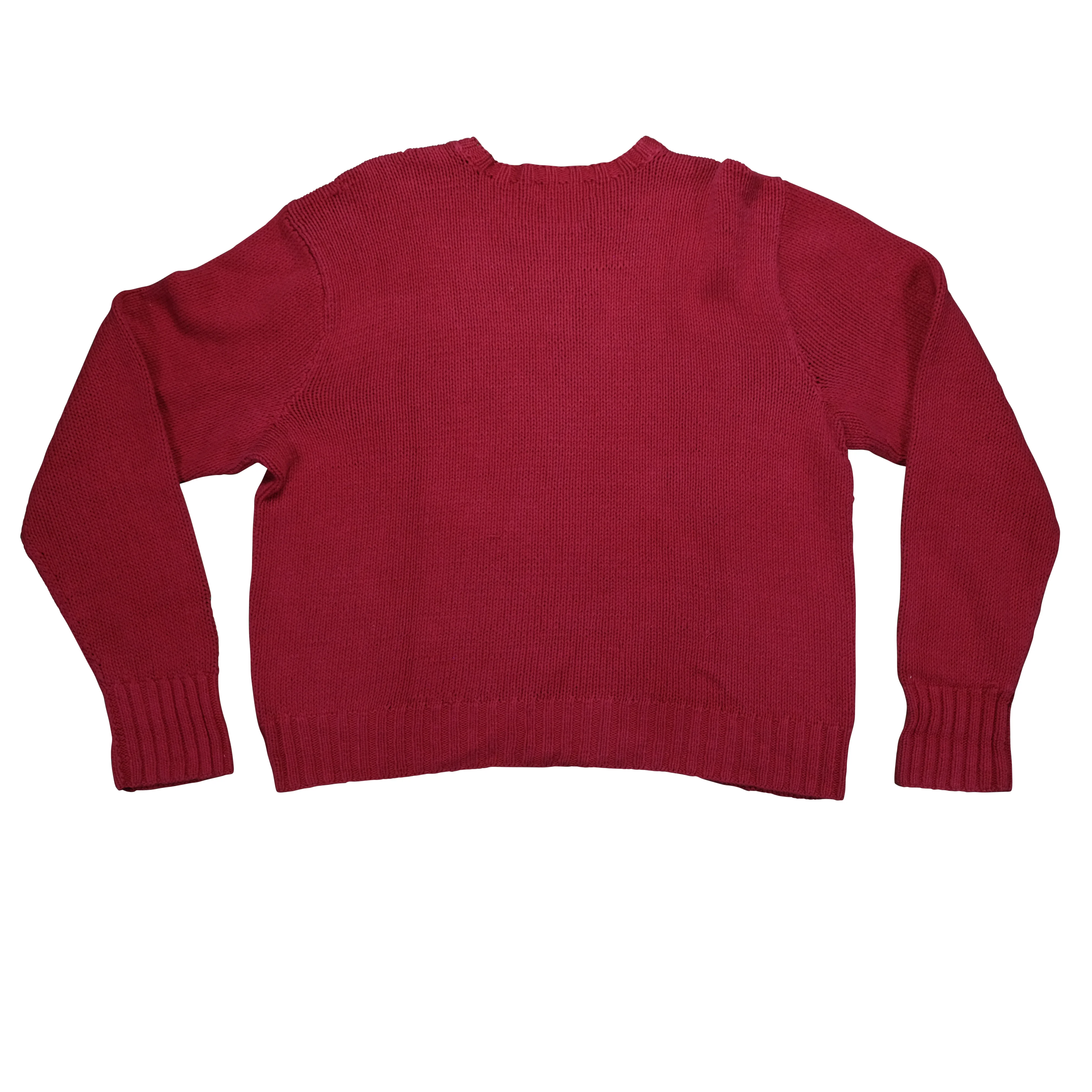 Vintage POLO RALPH LAUREN RL '01 Kanye West Bear 2001 Sweater 2000s Red 2XL - Image 2