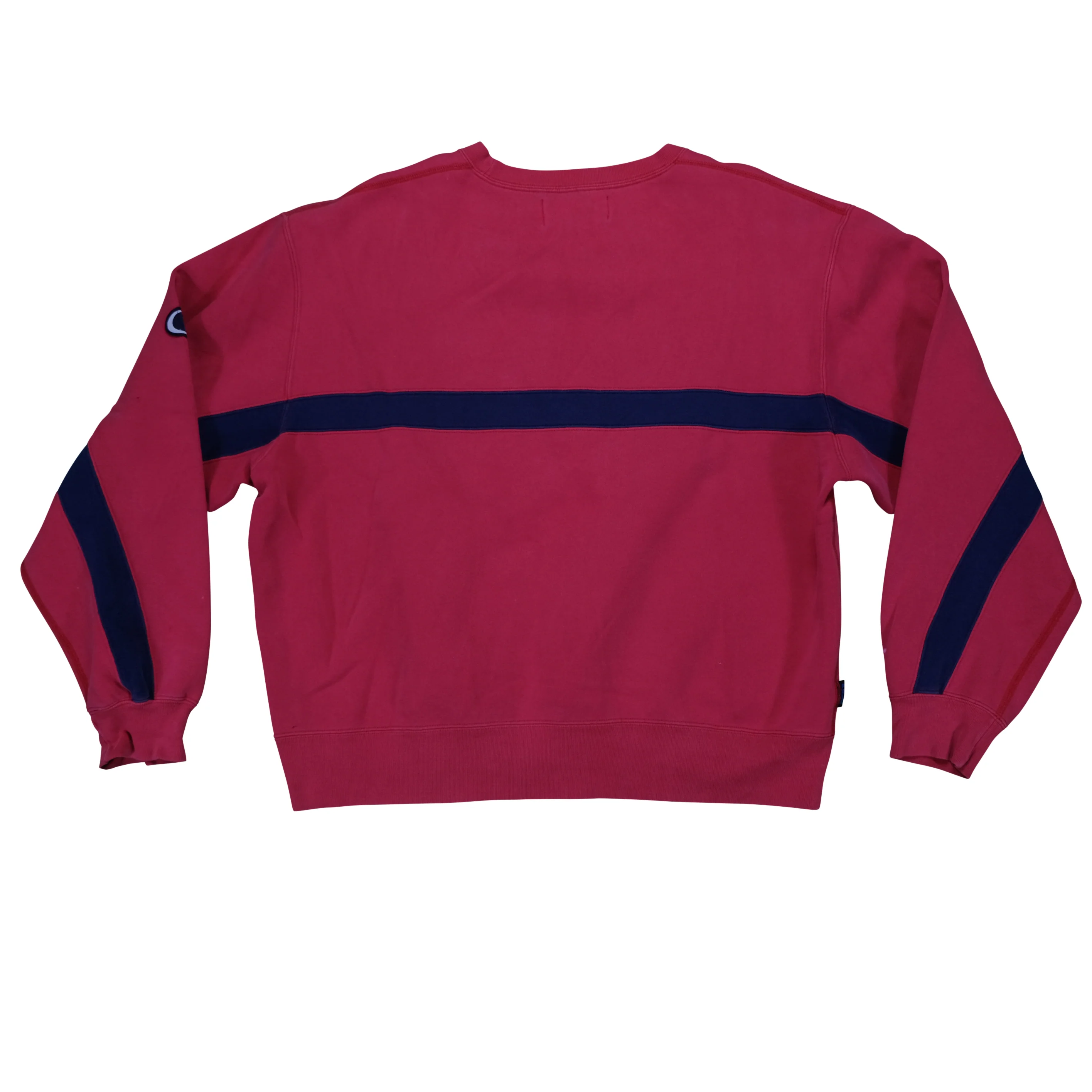 Vintage POLO SPORT Ralph Lauren Spell Out P Patch Striped Sweatshirt 90s Red Navy Blue L - Image 2