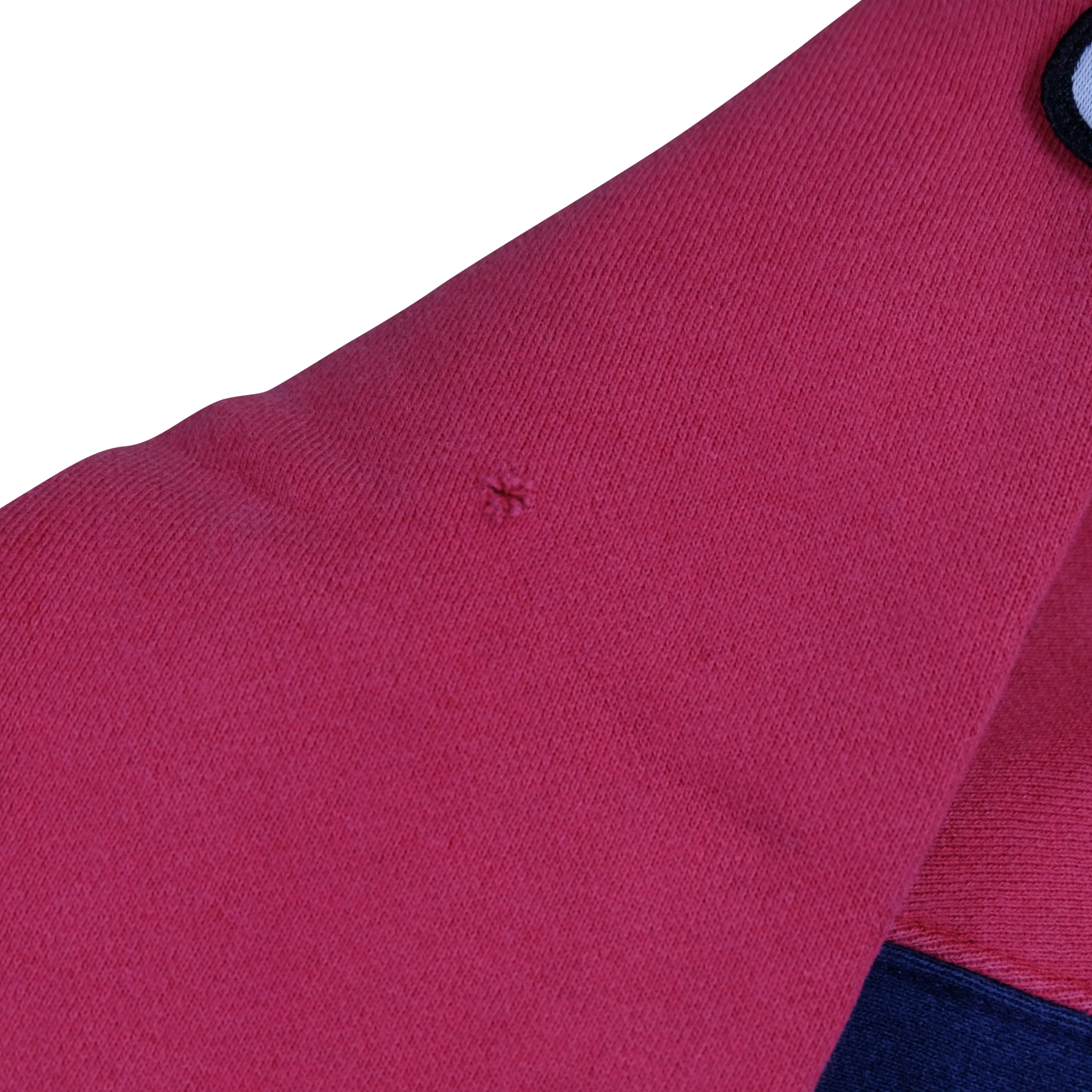 Vintage POLO SPORT Ralph Lauren Spell Out P Patch Striped Sweatshirt 90s Red Navy Blue L - Image 9
