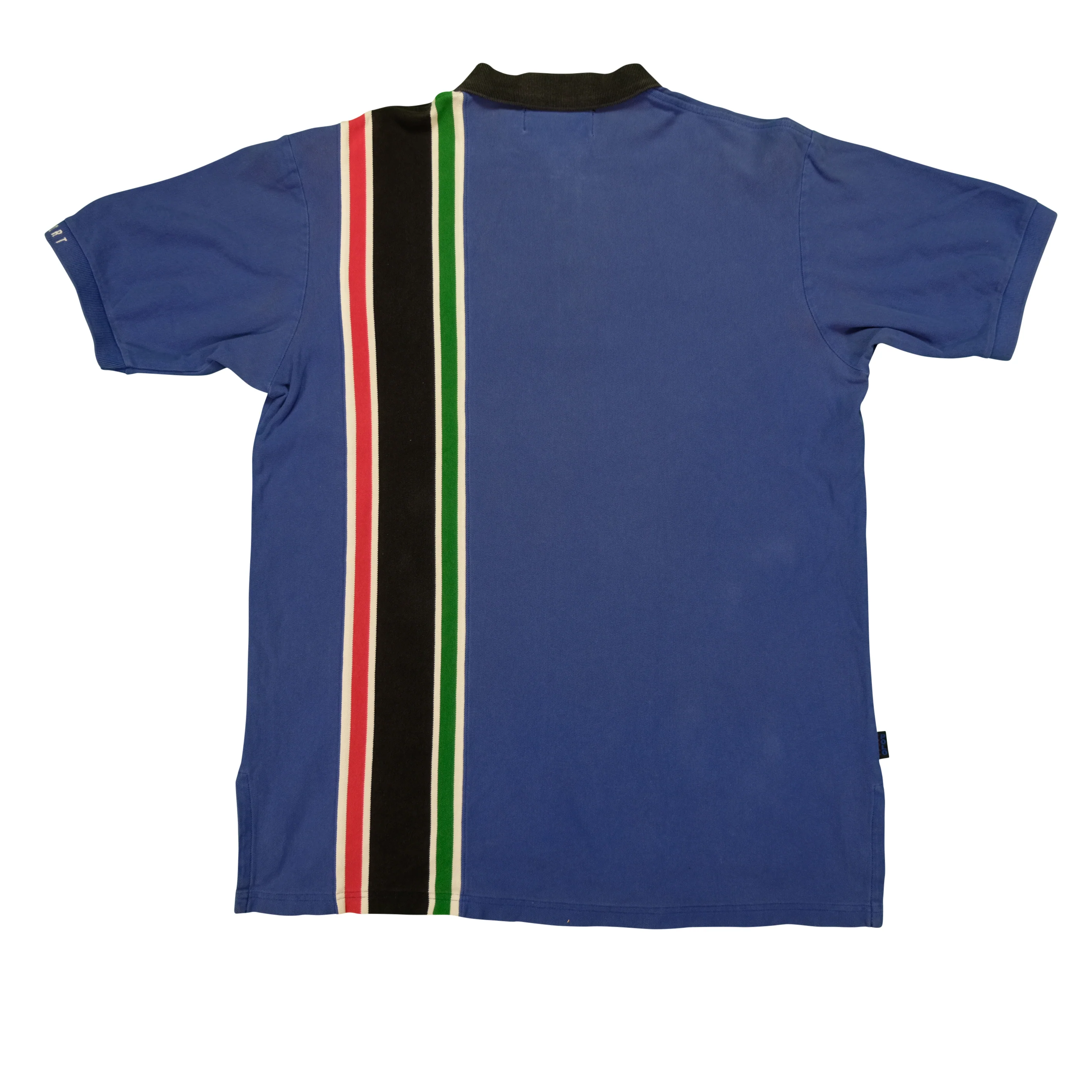 Vintage POLO SPORT Sport Ralph Lauren P Patch Striped 1/4 Zip Polo Shirt 90s Blue L - Image 2