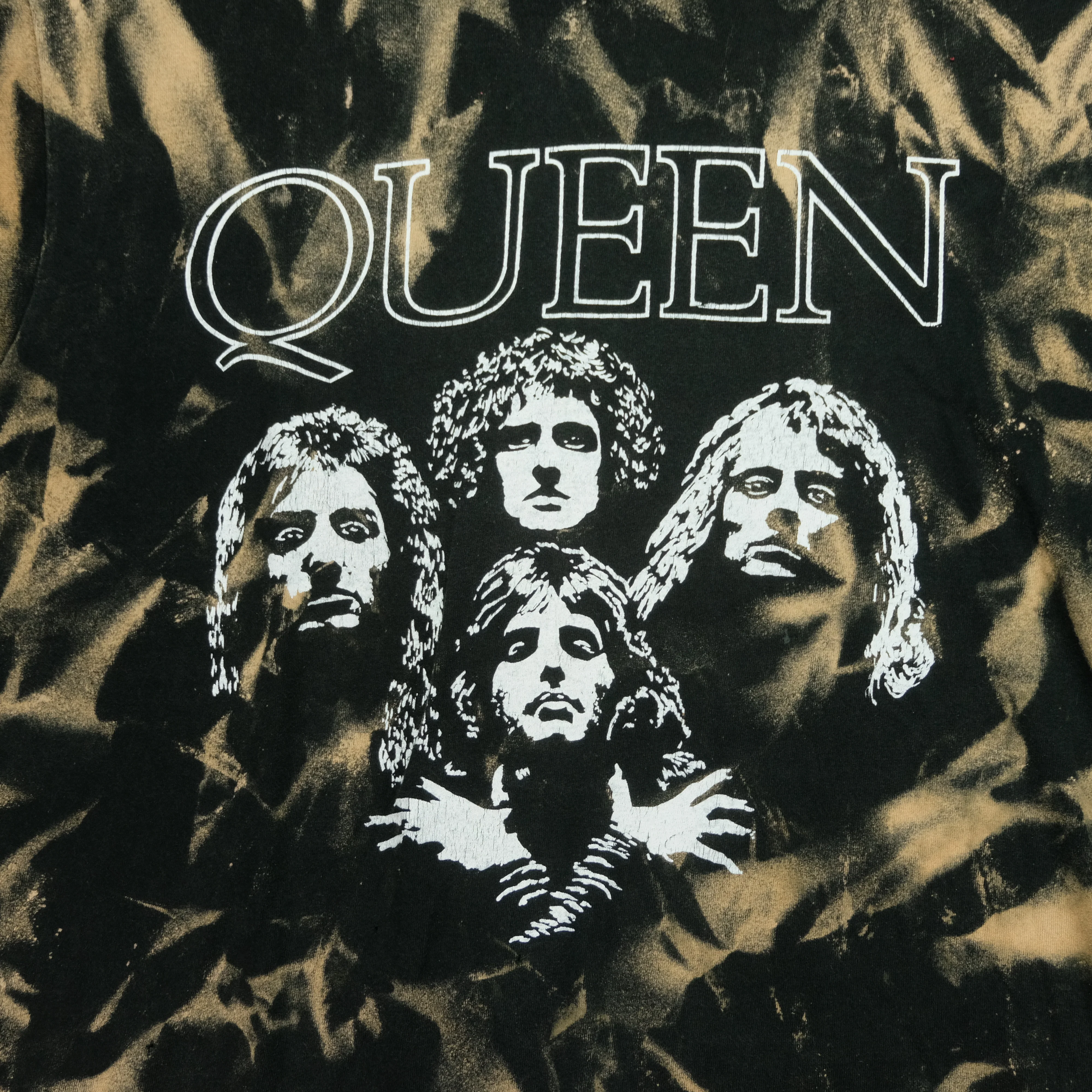 Vintage Queen Freddie Mercury Rock Band Bleached T Shirt 90s Black XL - Image 3
