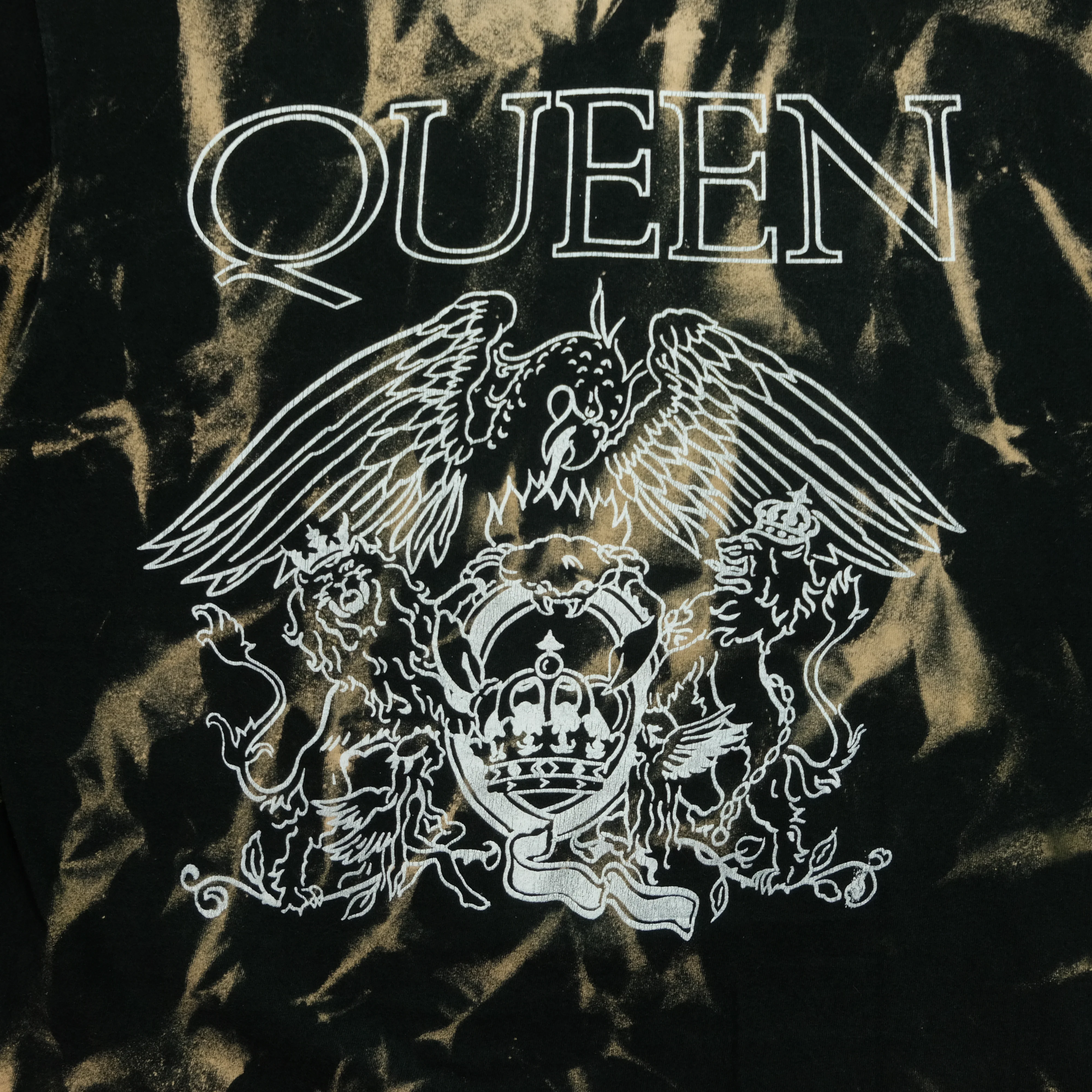 Vintage Queen Freddie Mercury Rock Band Bleached T Shirt 90s Black XL - Image 6