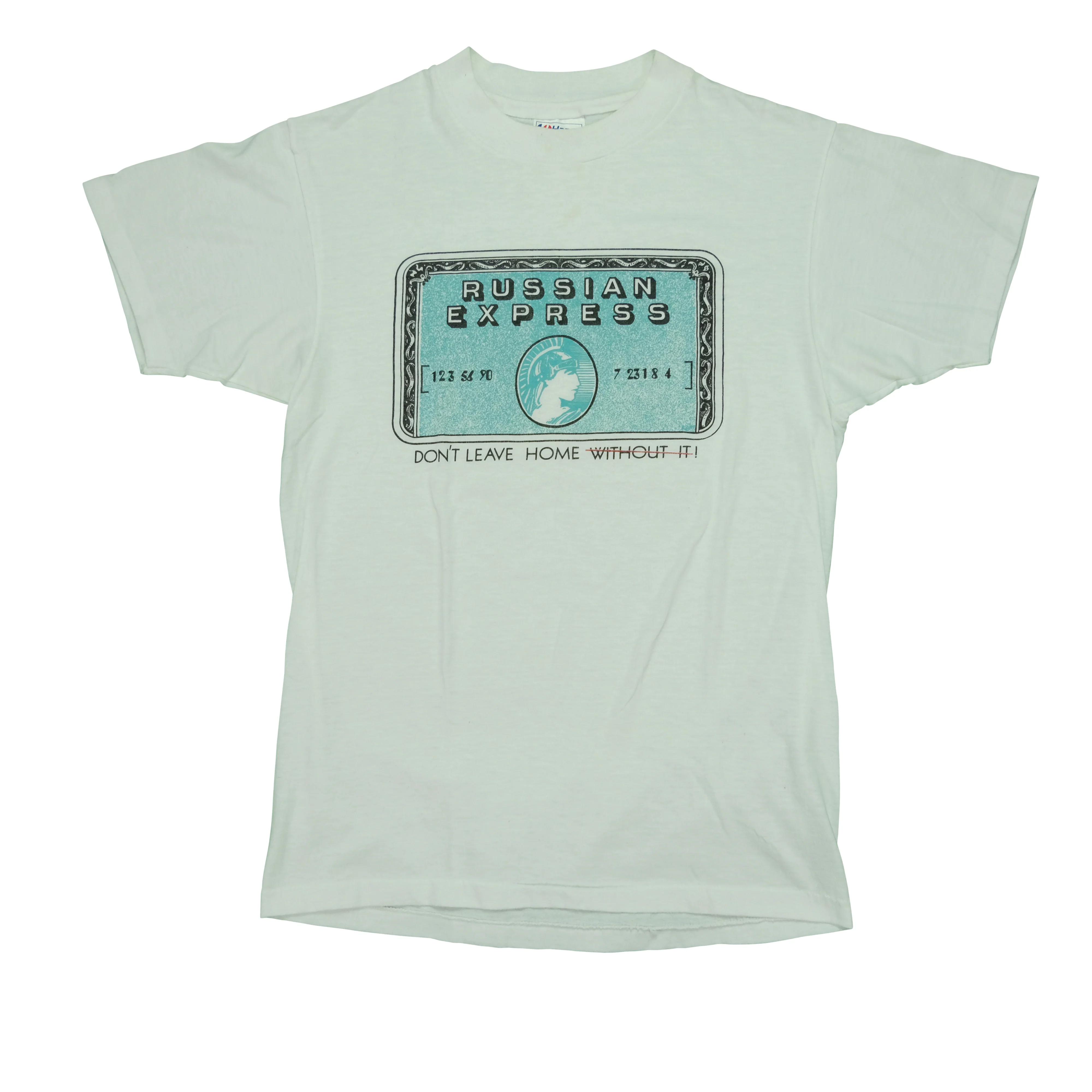 Vintage Russian Express Credit Card Don't Leave Home Without It T Shirt 90s White M