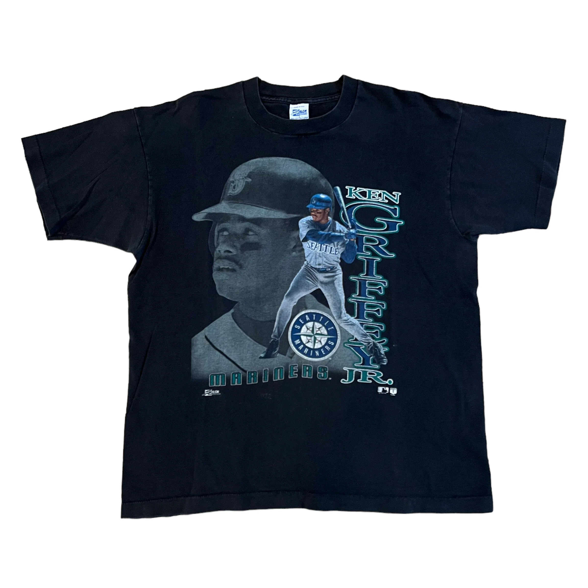 Vintage SALEM Ken Griffey Jr Seattle Mariners Photo T Shirt 90s L