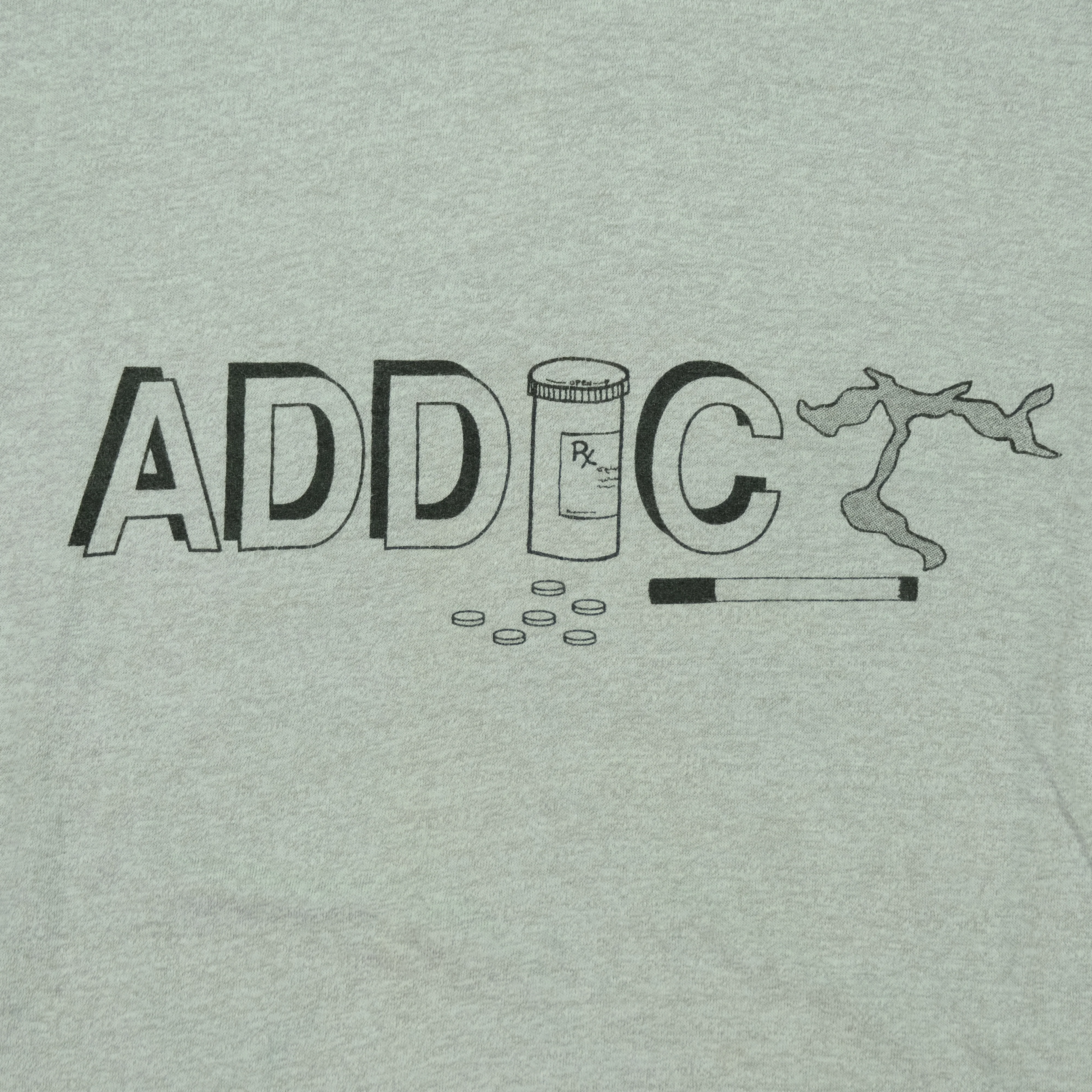 Vintage SCREEN STARS Drug Addict T Shirt 90s Gray 2XL - Image 3