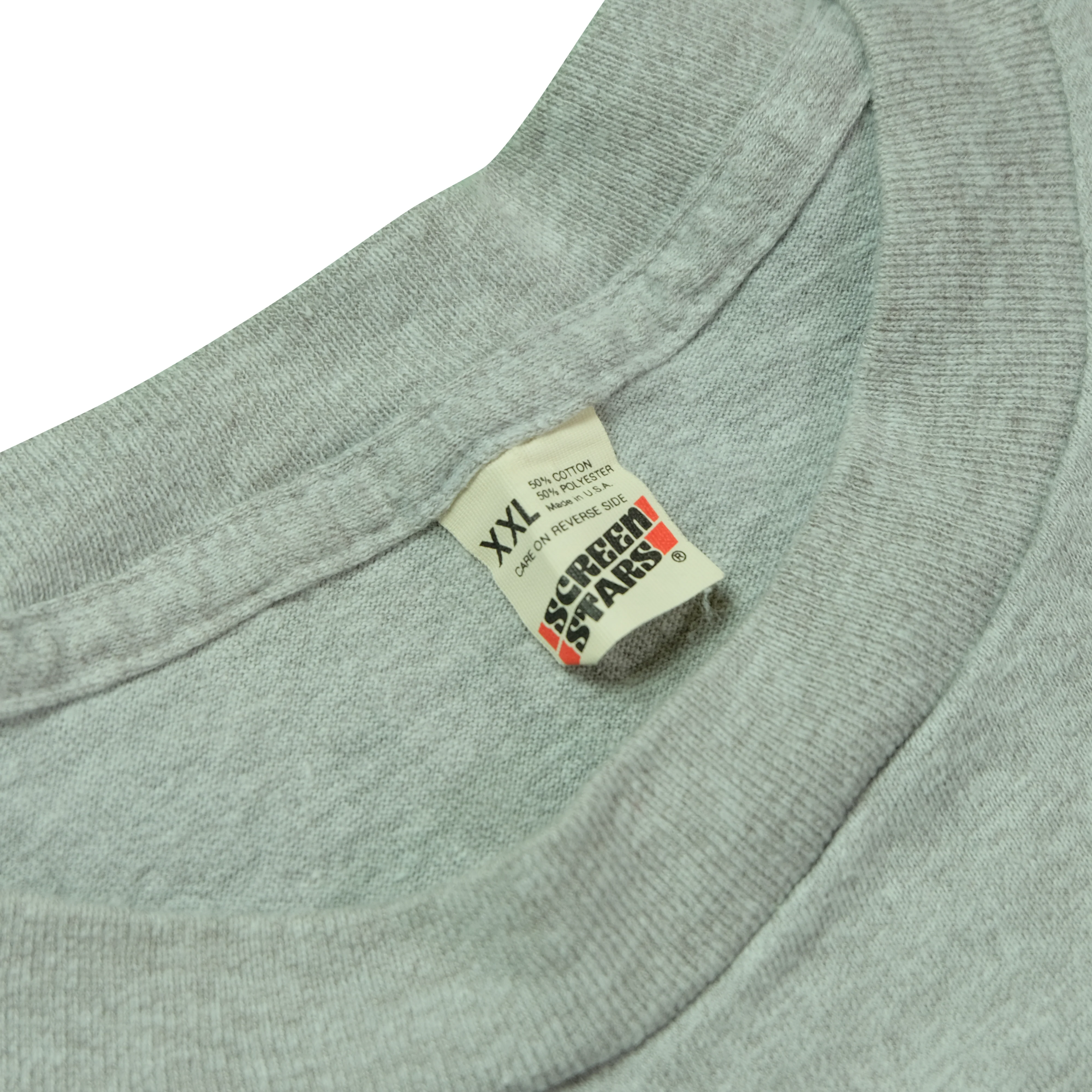 Vintage SCREEN STARS Drug Addict T Shirt 90s Gray 2XL - Image 4