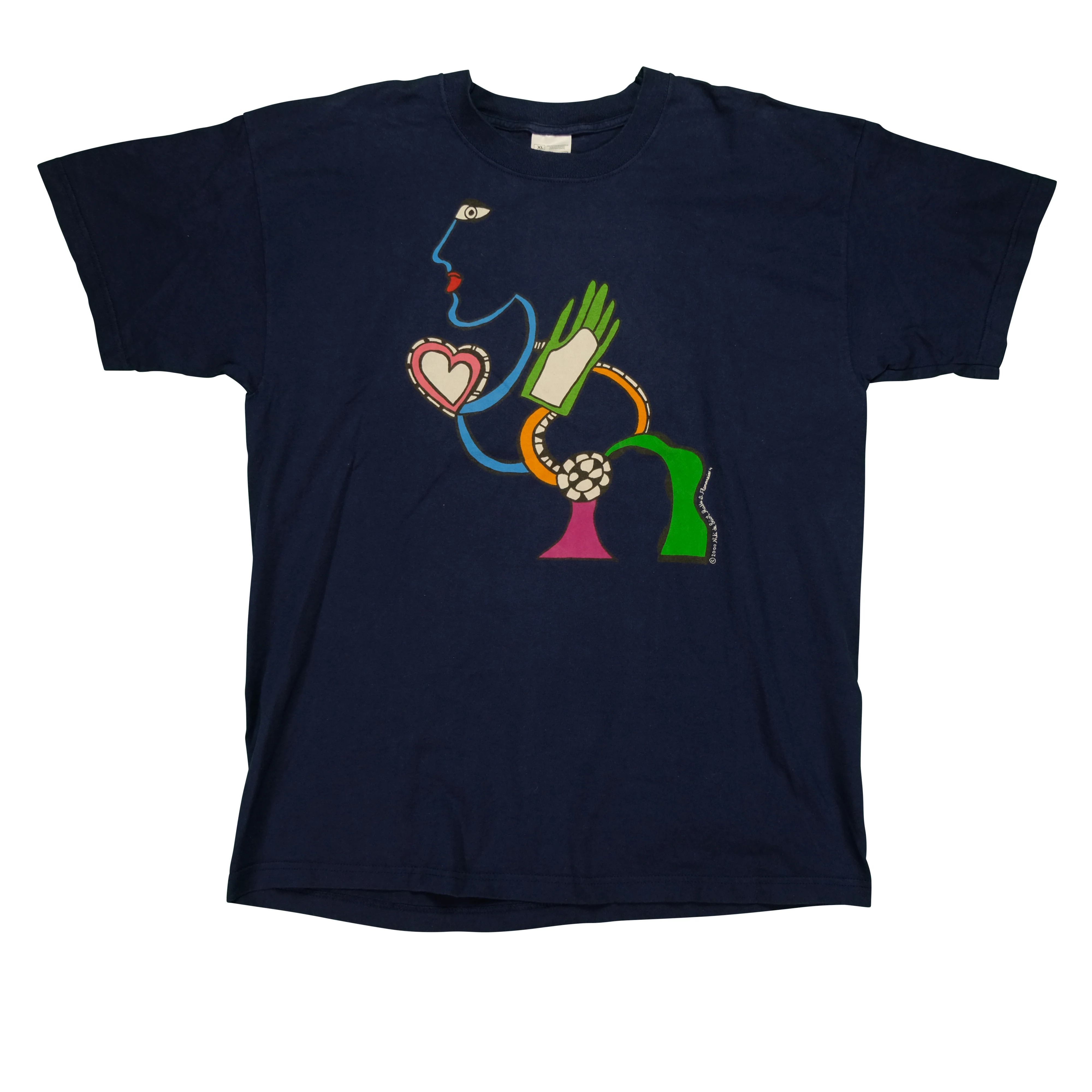 Vintage SCREEN STARS Niki De Saint-Phalle 2000 Art T Shirt 2000s Navy Blue XL