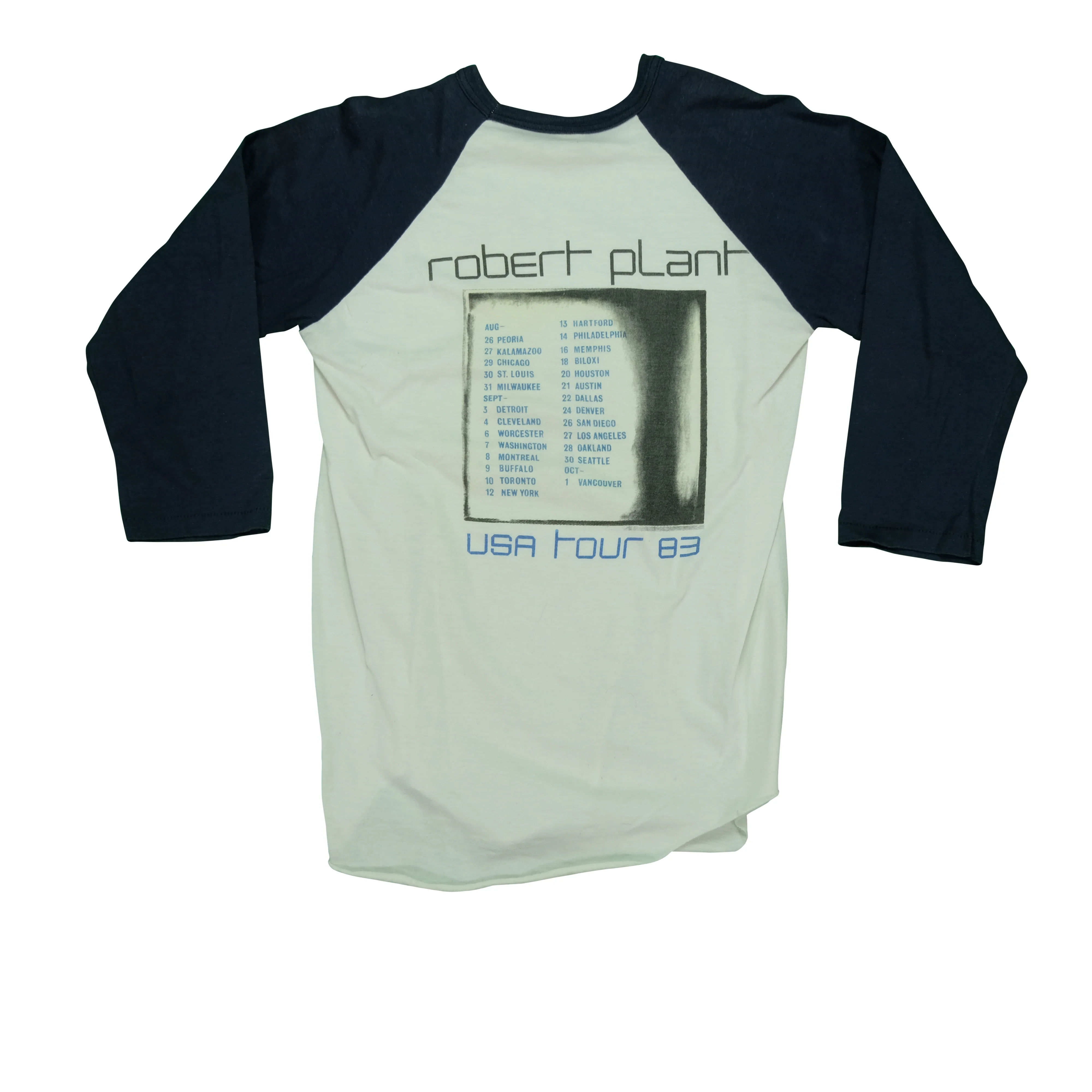 Vintage SCREEN STARS Robert Plant Principle of Moments Album 1983 USA Tour Raglan T Shirt 80s White Black L - Image 2