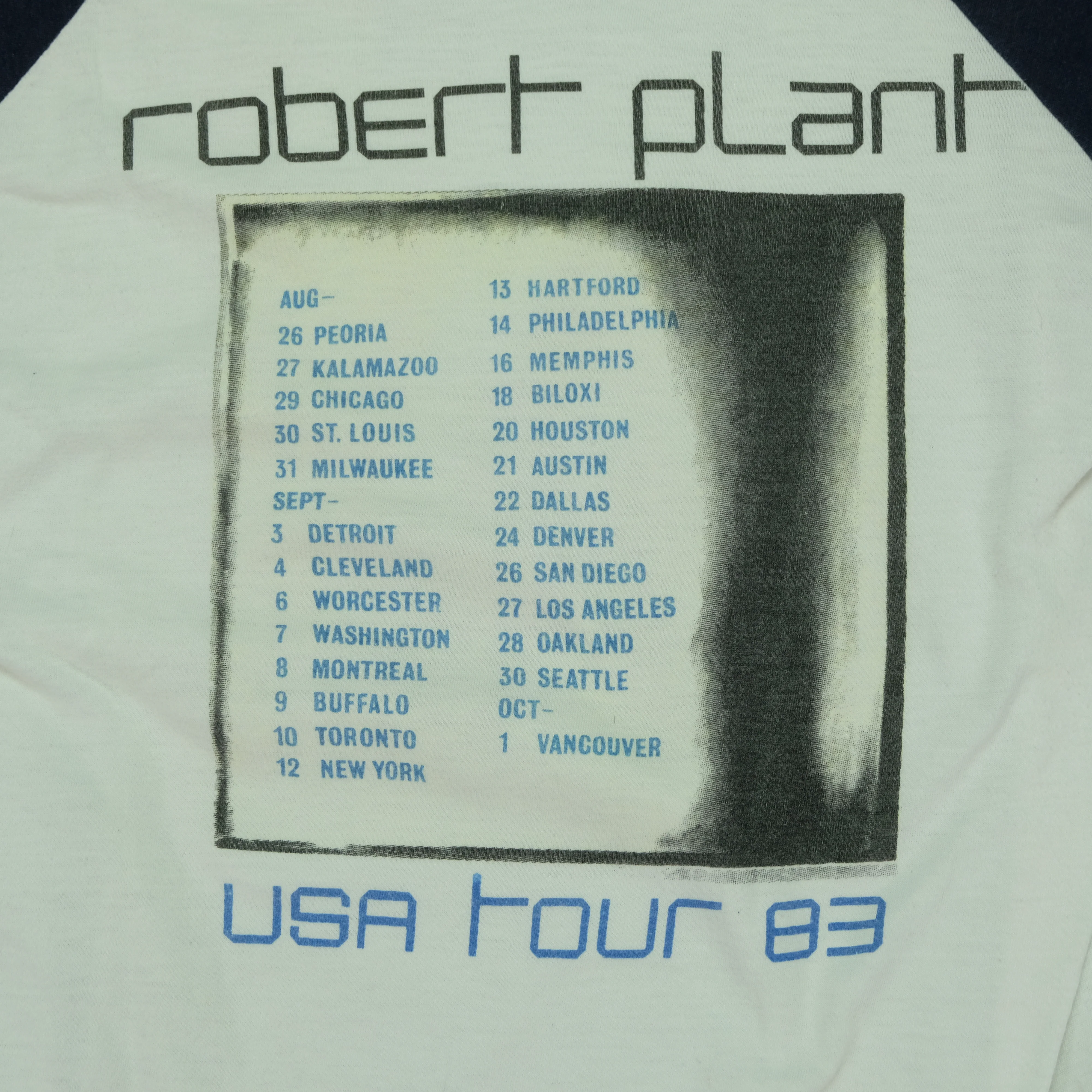 Vintage SCREEN STARS Robert Plant Principle of Moments Album 1983 USA Tour Raglan T Shirt 80s White Black L - Image 6