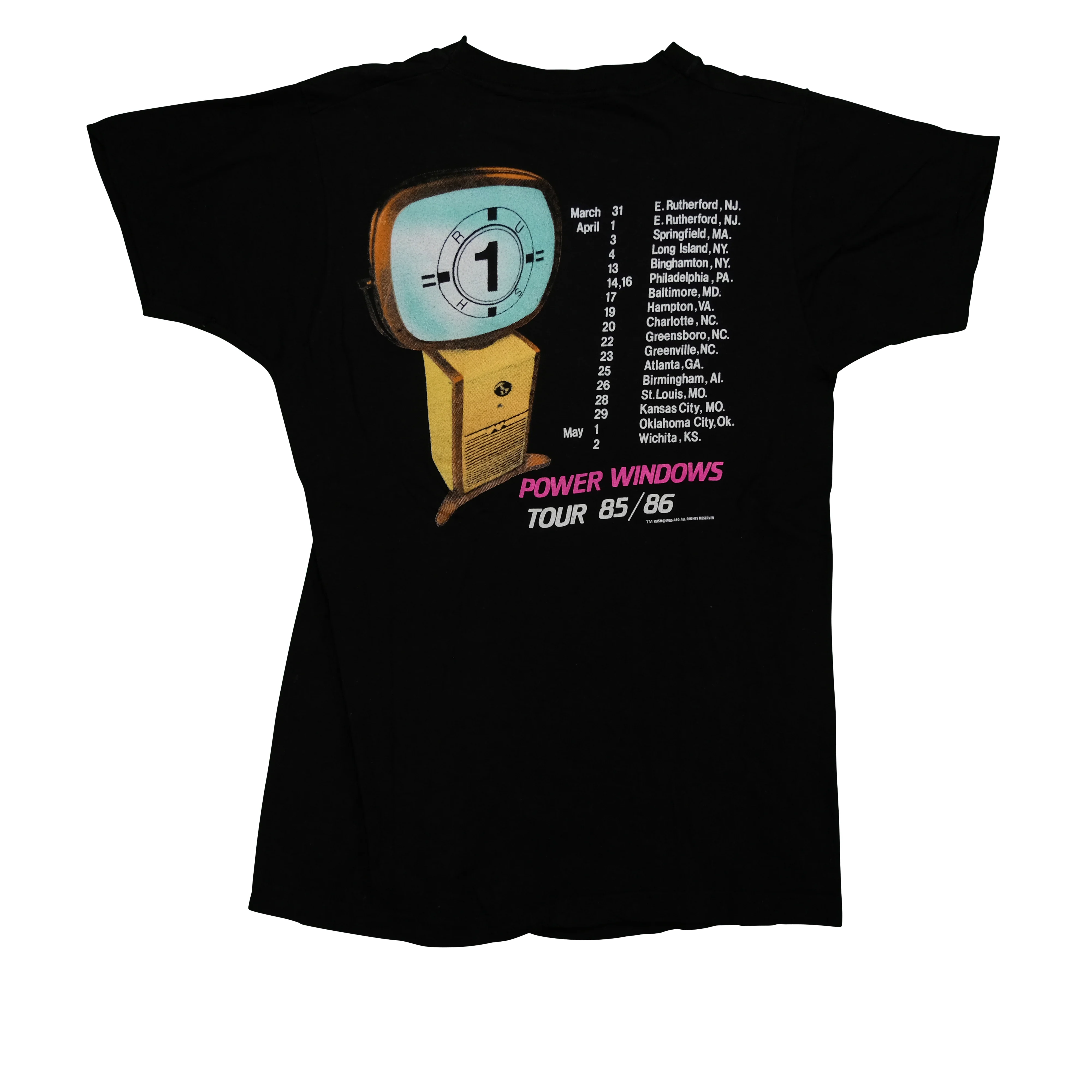Vintage SCREEN STARS Rush Power Windows 1985-86 Tour T Shirt 80s Black L - Image 2