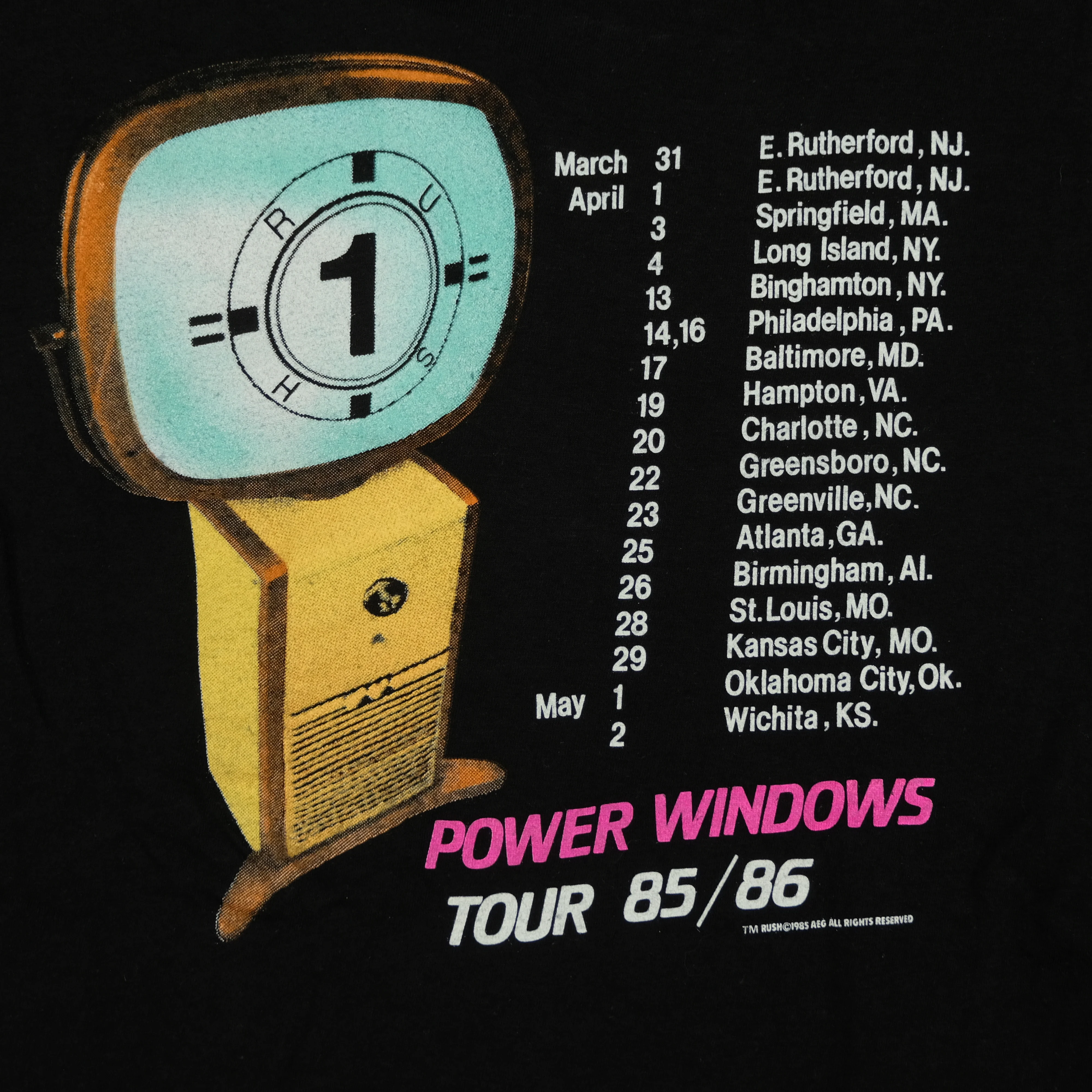 Vintage SCREEN STARS Rush Power Windows 1985-86 Tour T Shirt 80s Black L - Image 5