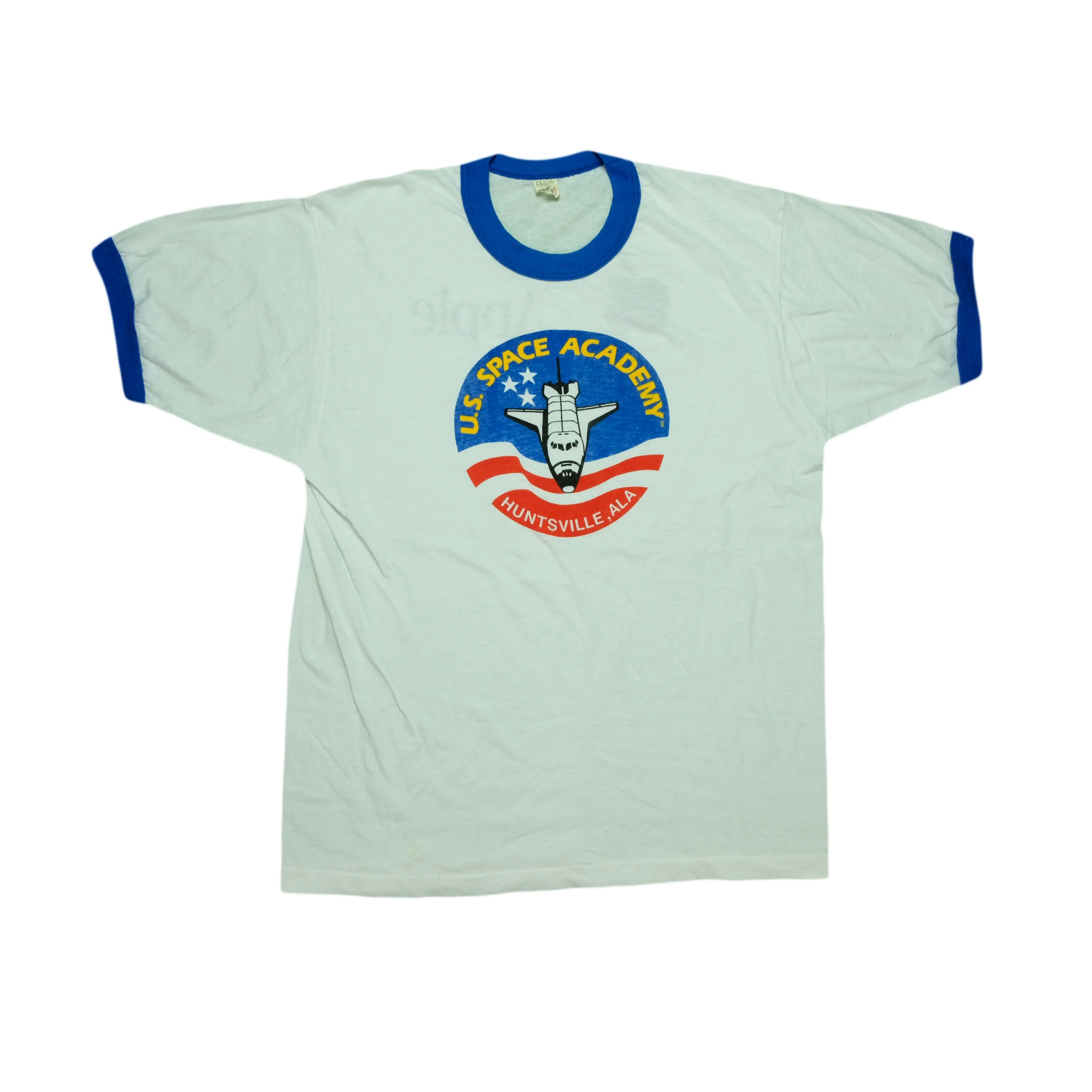 Vintage SCREEN STARS U.S. Space Academy Apple Sponsor Ringer T Shirt 80s 90s White XL