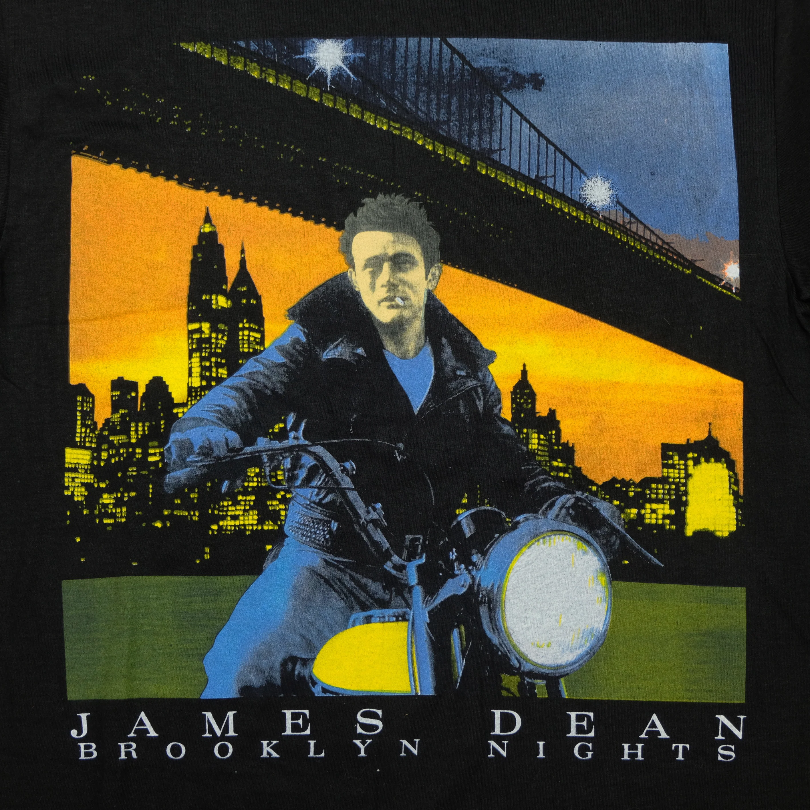 Vintage SONAKA James Dean Brooklyn Nights Motorcycle T Shirt 80s 90s Black L - Image 4