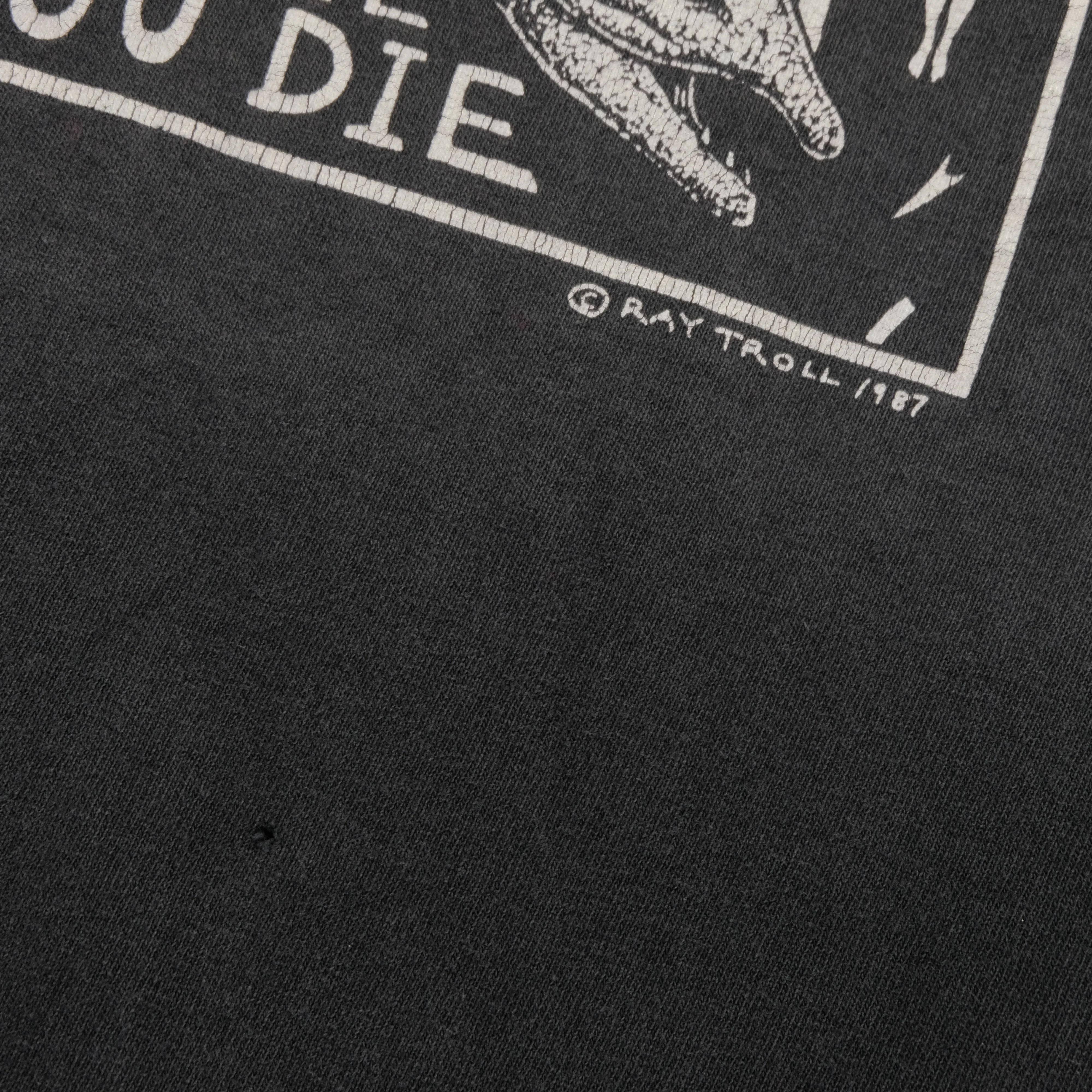 Vintage Spawn Till You Die Ray Troll 1987 Skull Art T Shirt 80s Black - Image 5
