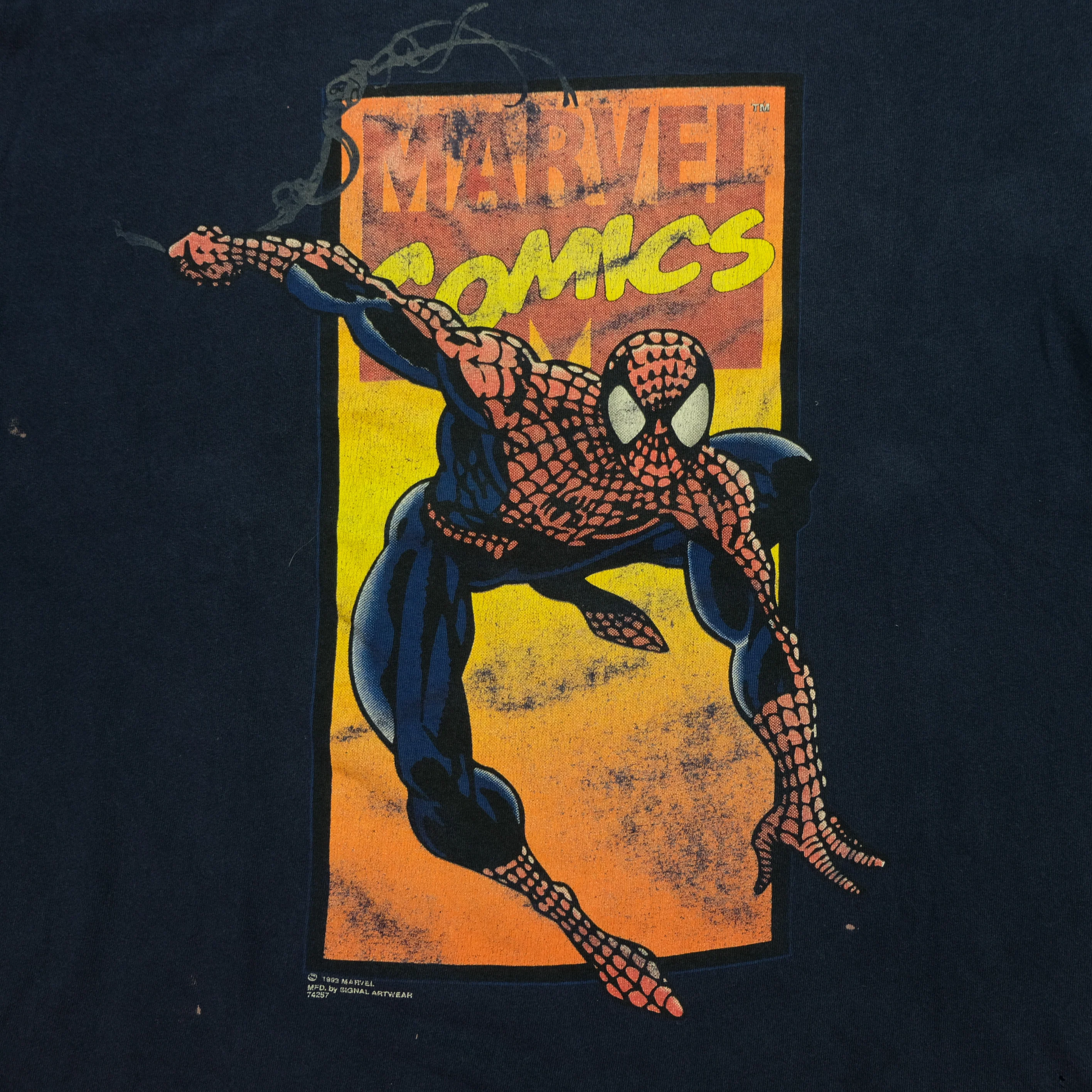 Vintage Spider-Man Marvel Comics 1993 T Shirt 90s Navy Blue XL - Image 3