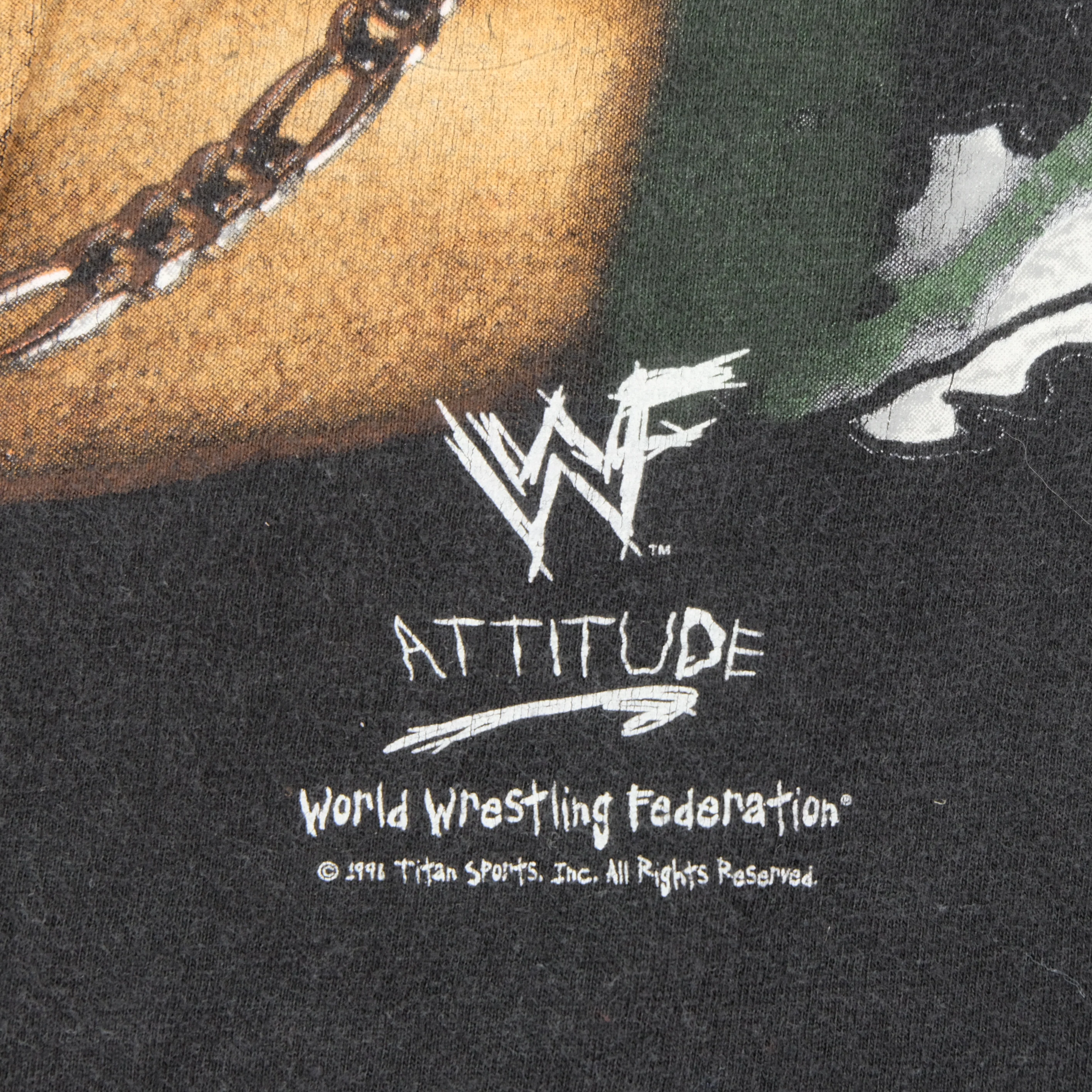 Vintage Stone Cold Steve Austin Skull WWF Attitude 1998 T Shirt 90s Black 2XL - Image 4