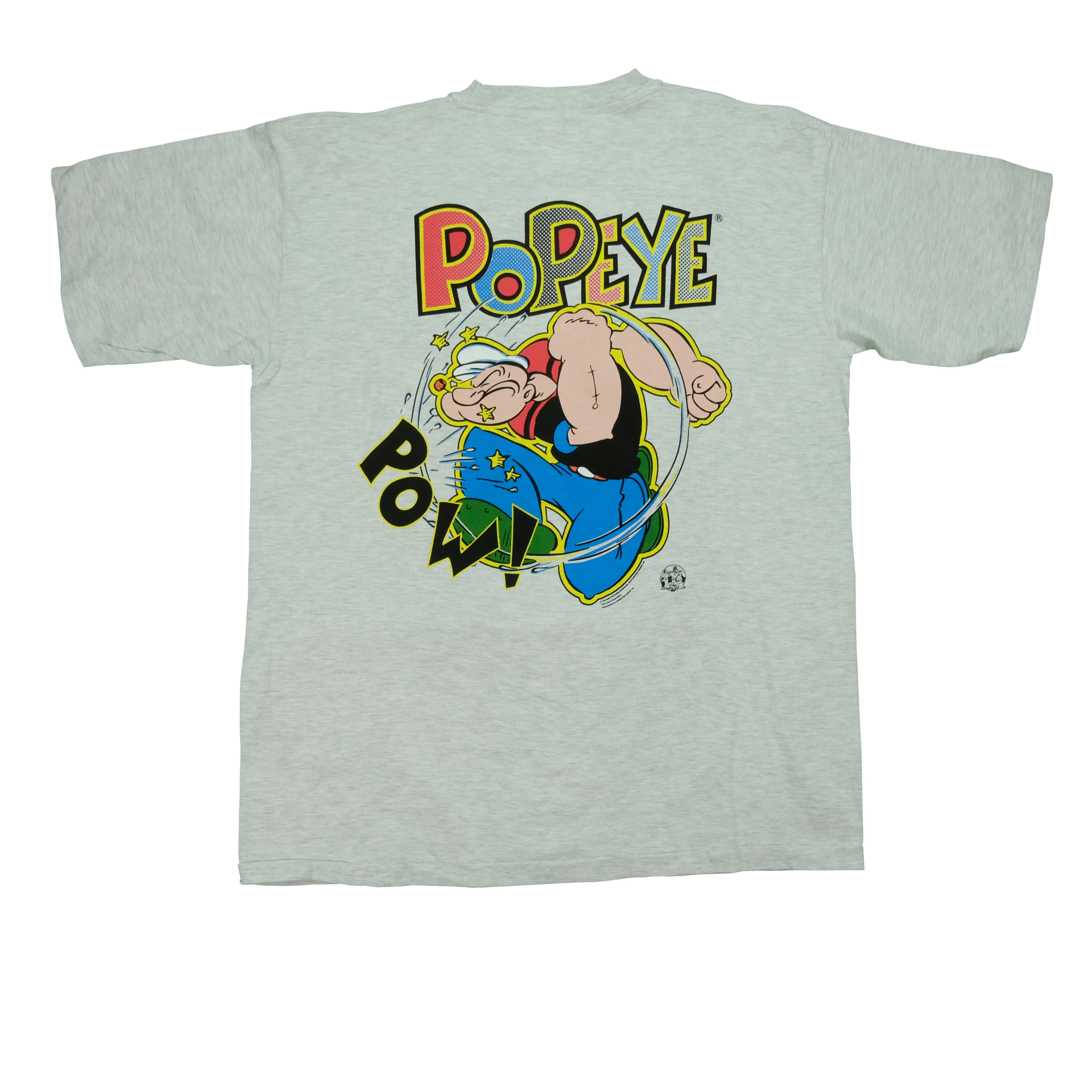 Vintage STREETWORKS Popeye Spinach Pow 1994 T Shirt 90s White XL - Image 2