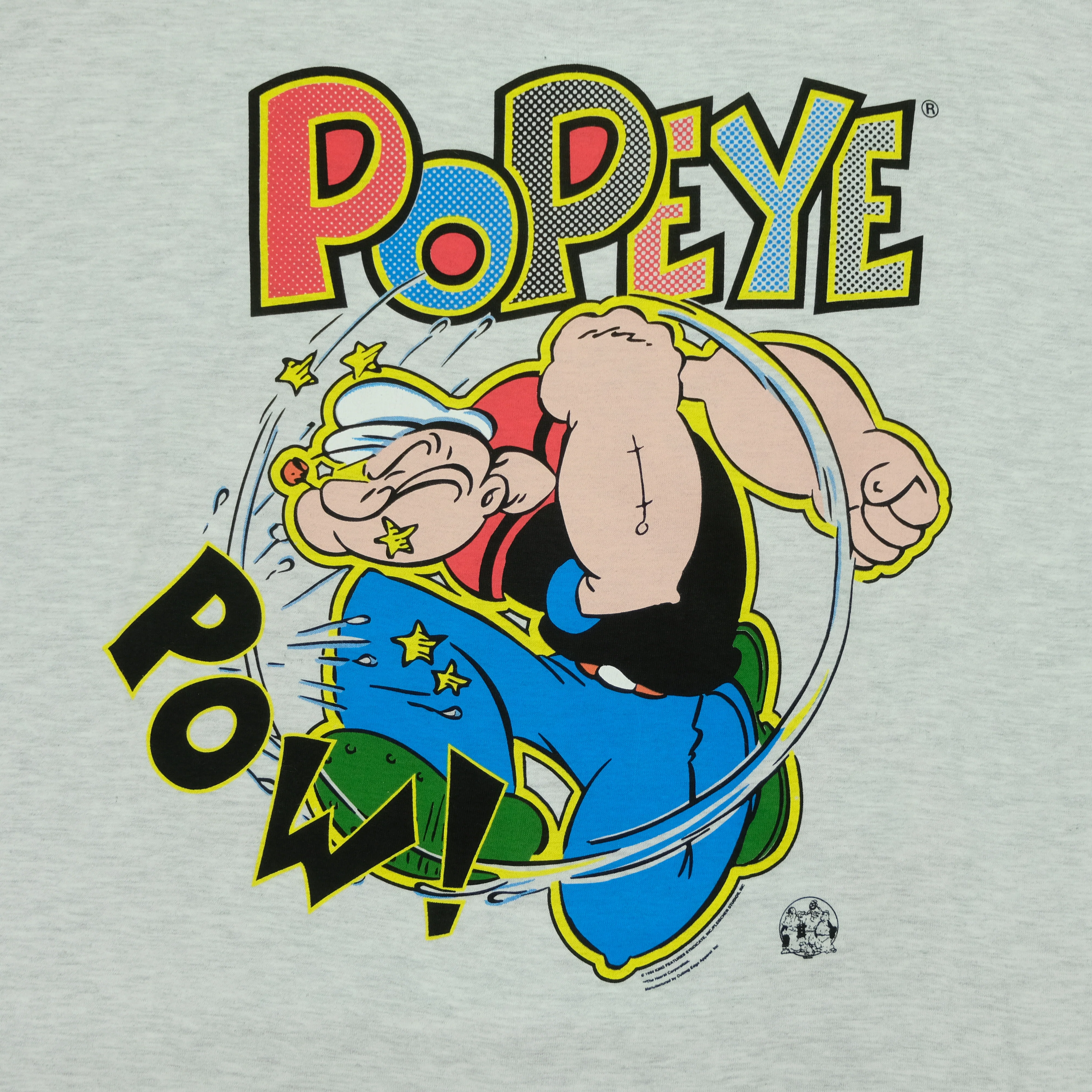 Vintage STREETWORKS Popeye Spinach Pow 1994 T Shirt 90s White XL - Image 8