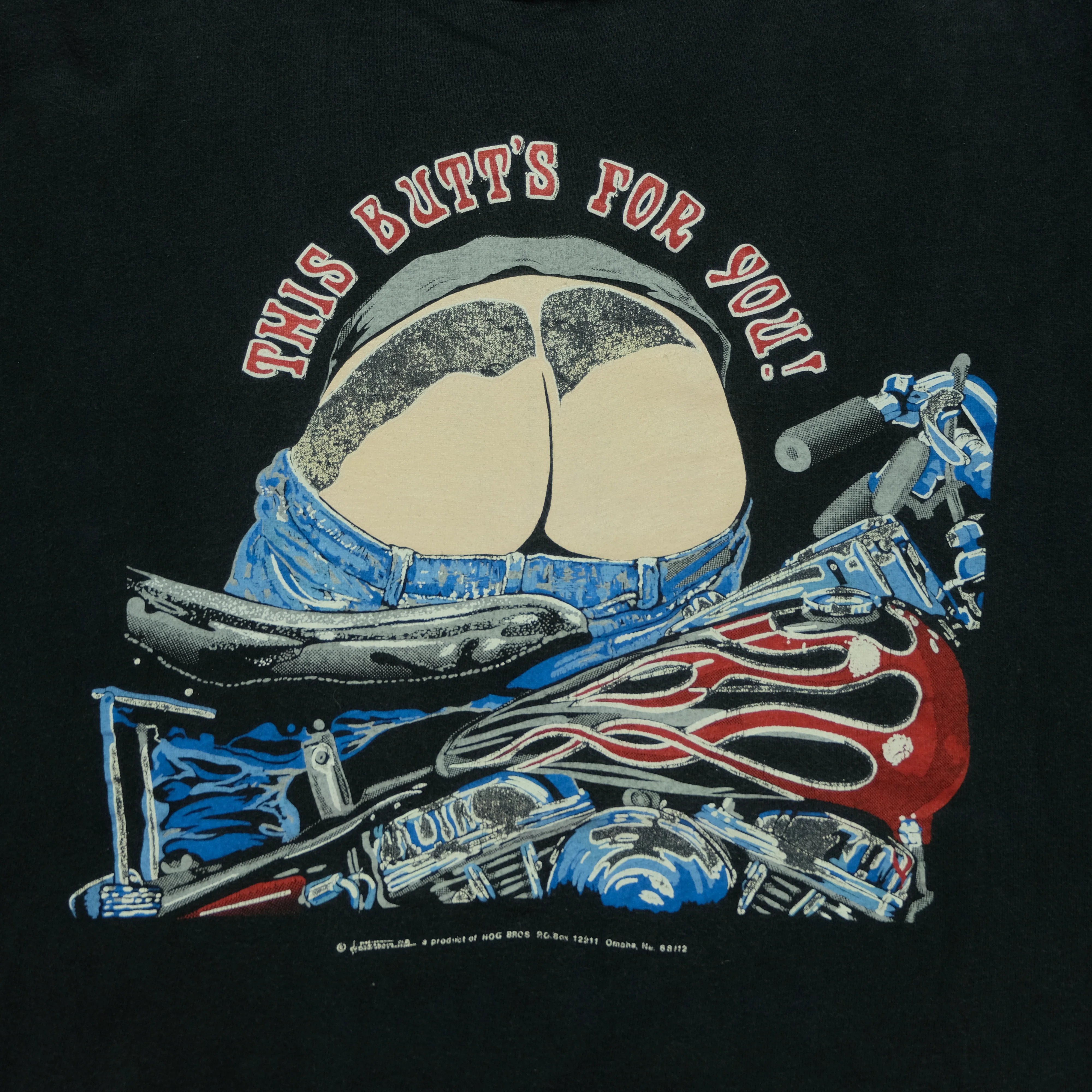 Vintage This Butt's For You Biker T Shirt 80s Black L - Image 3