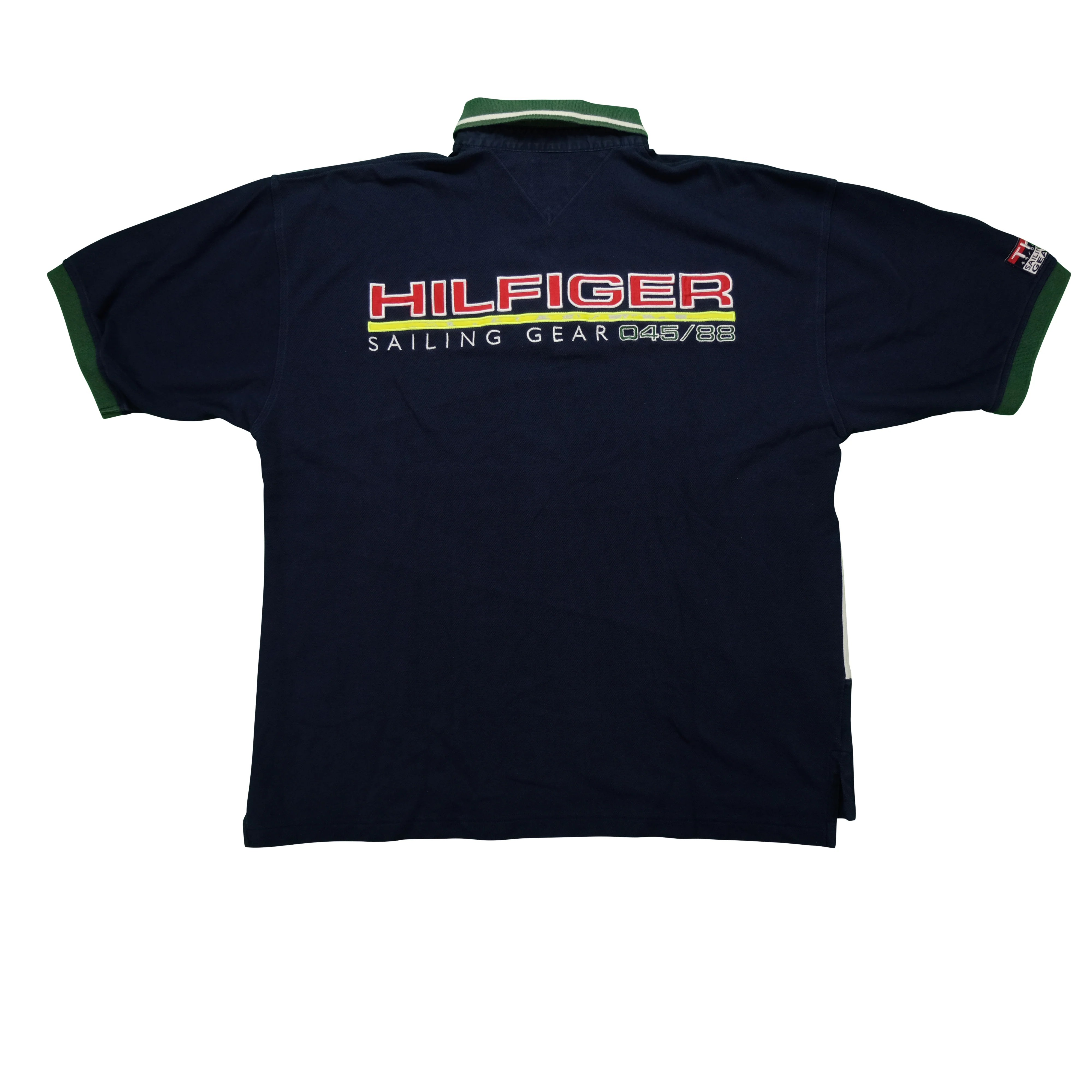 Vintage TOMMY HILFIGER Sailing Gear Spell Out Flag Polo Shirt 2XL - Image 2