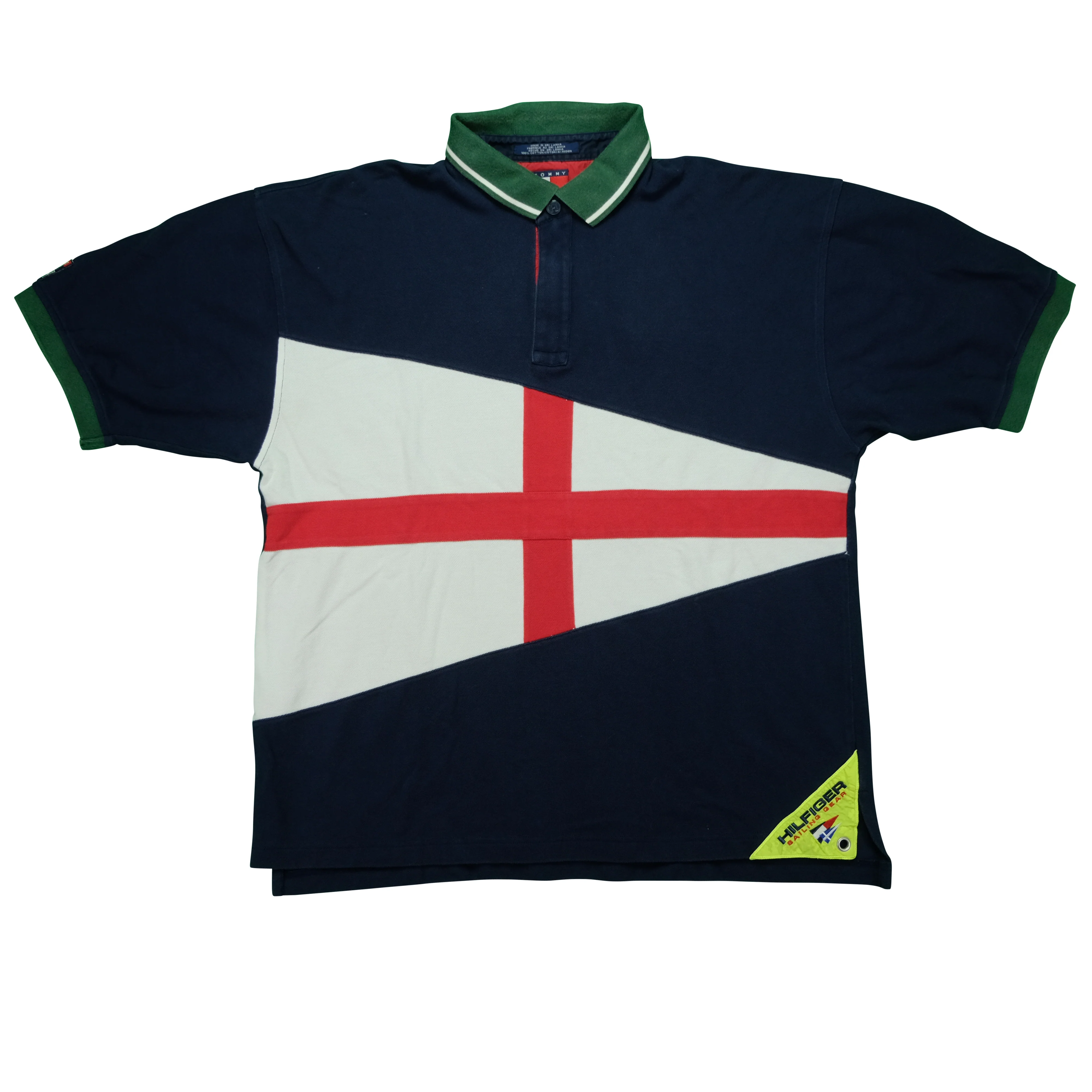 Vintage TOMMY HILFIGER Sailing Gear Spell Out Flag Polo Shirt 2XL - Image 3