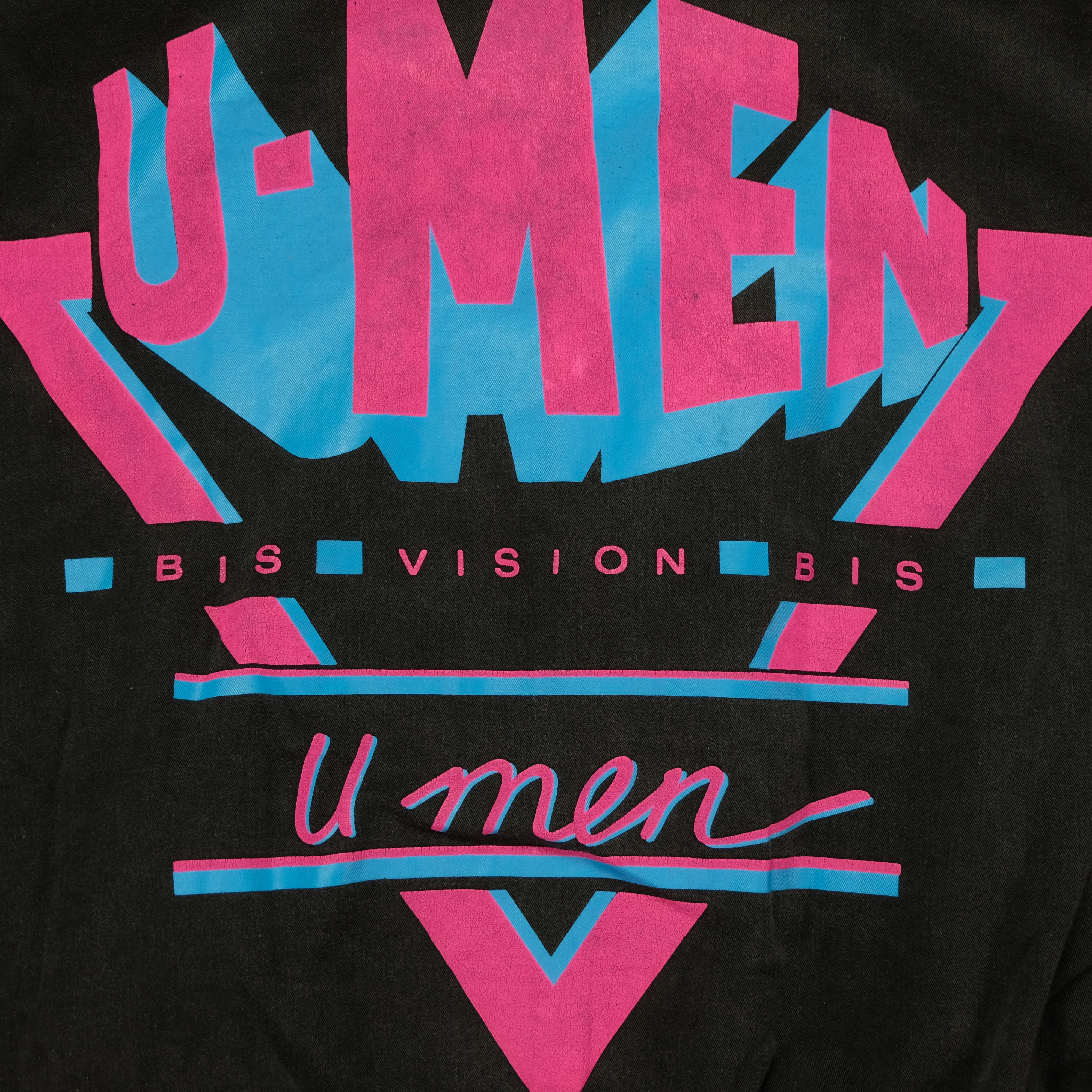 Vintage U-MEN Spell Out Neon Graphic 1986 Full Zip Black Bomber Jacket 80s Black - Image 7
