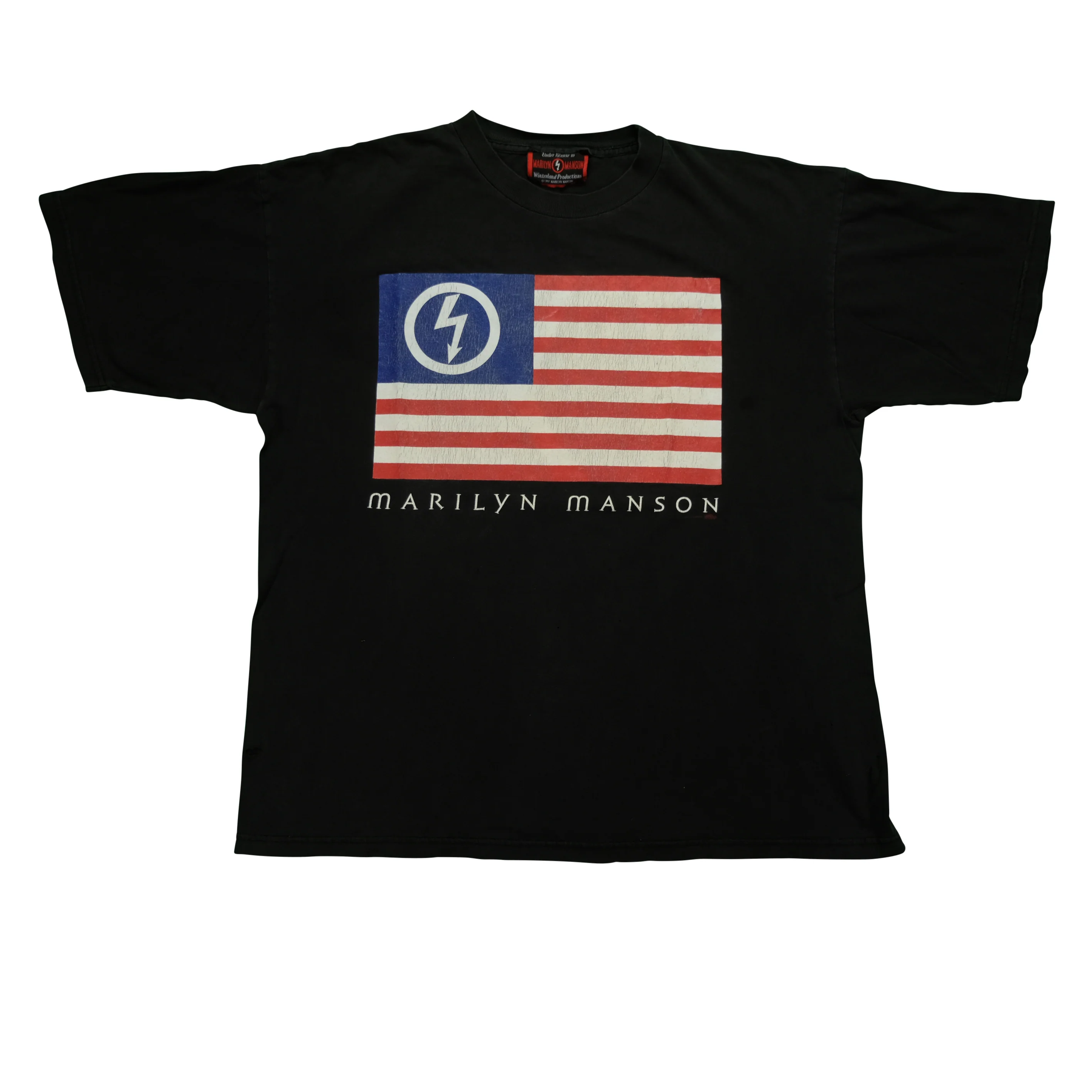 Vintage WINTERLAND Marilyn Manson Remix & Repent Album Tour USA Flag 1997 T Shirt 90s Black