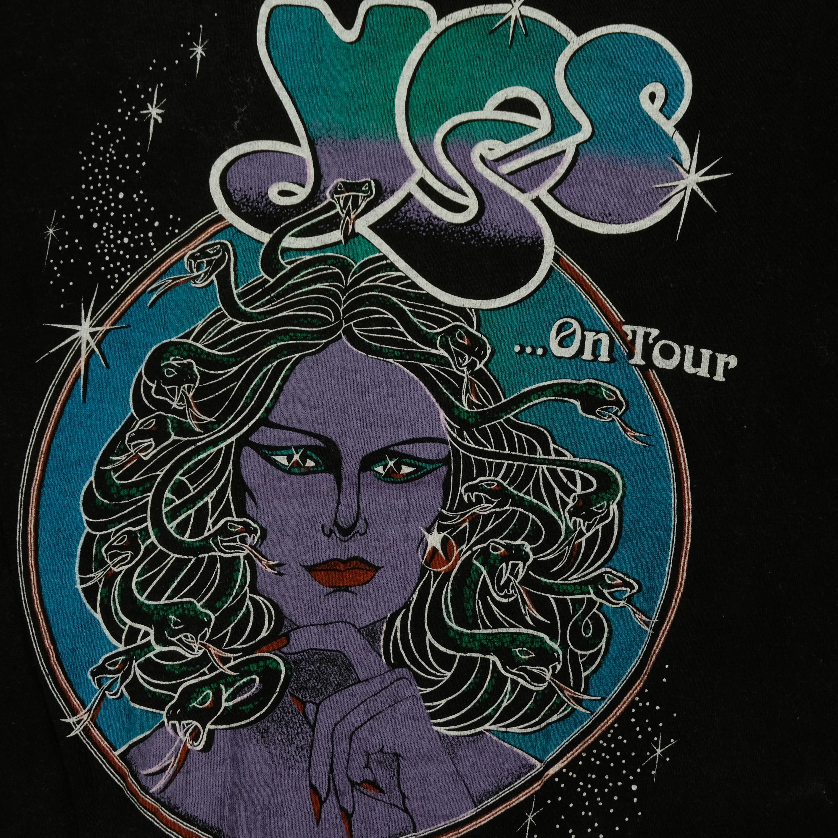 Vintage Yes Rock Band On Tour Dragon Medusa T Shirt 80s Black M - Image 4