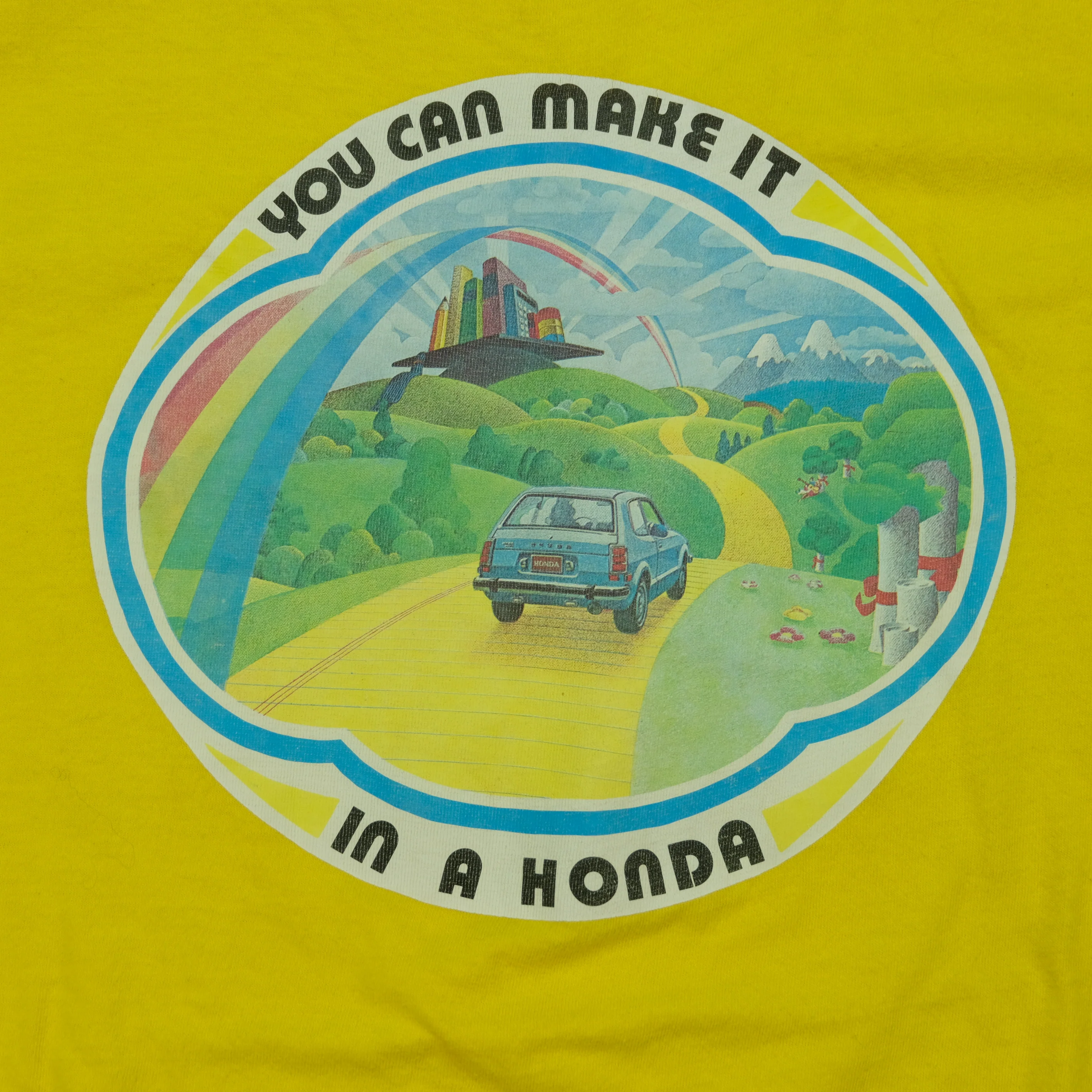 Vintage You Can Make It in a Honda T Shirt 80s Yellow - Image 3